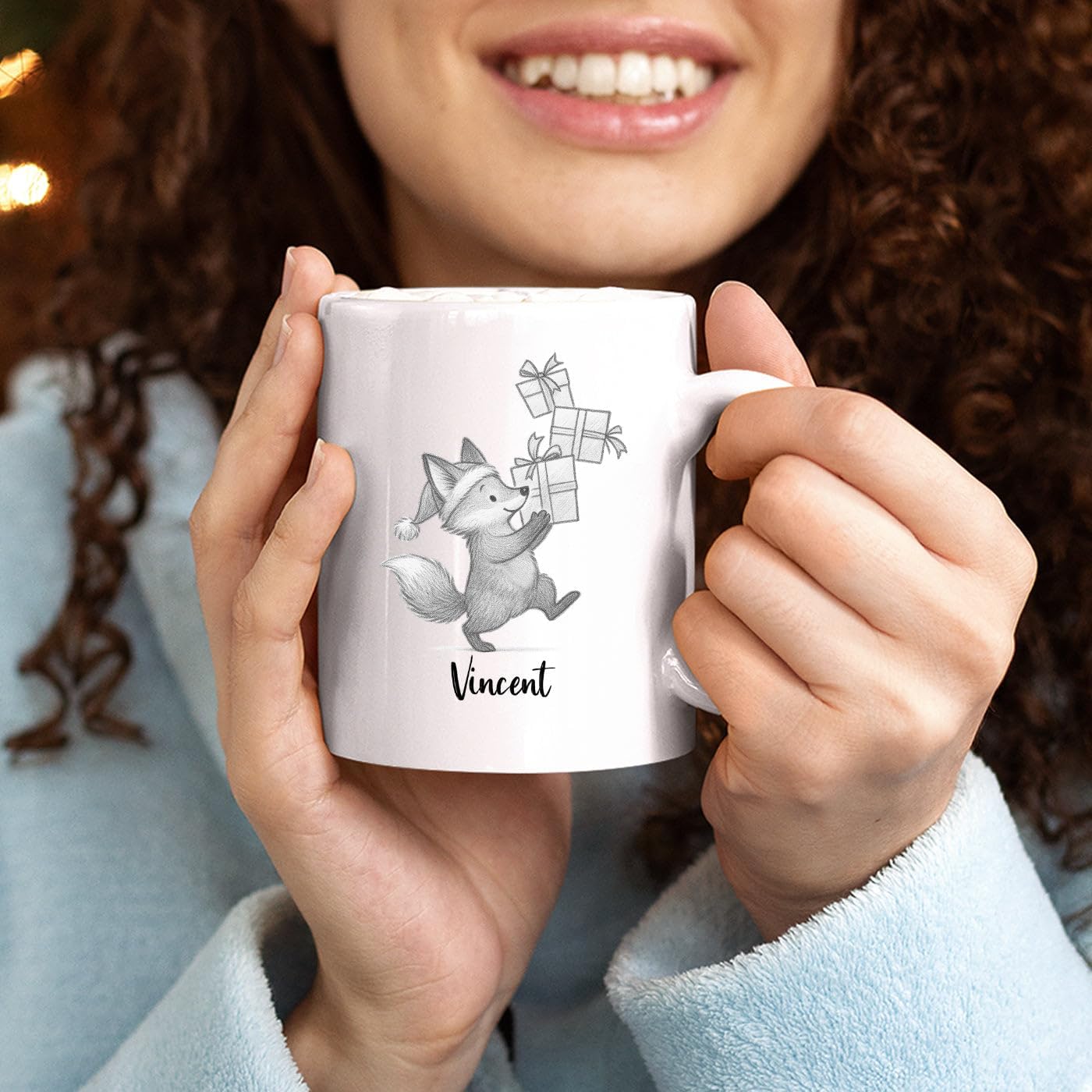 Fox Coffee Cup 11 Oz 15 Oz, Personalized Fox Mug Gift For Men Women Foxes Lover Daughter Son, Customized Name Animal Accent Coffee Mug, Foxes White Ceramic Cup Gift For Birthday Christmas Holiday