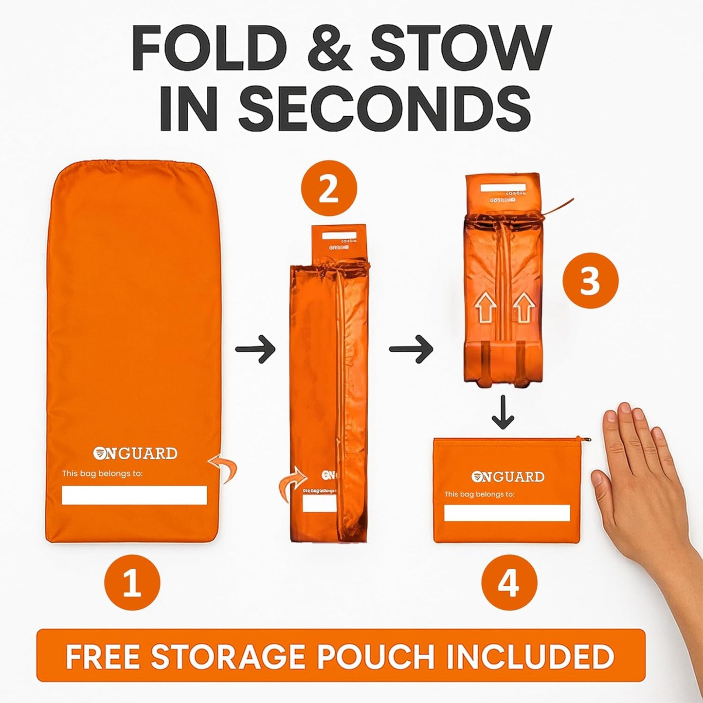 ONGUARD Waterproof Single and Double Stroller Bag for Airplane - Travel Stroller Cover for Air Travel and Storage - Gate Check Bag Backpack- Baby Airplane Essentials - Orange