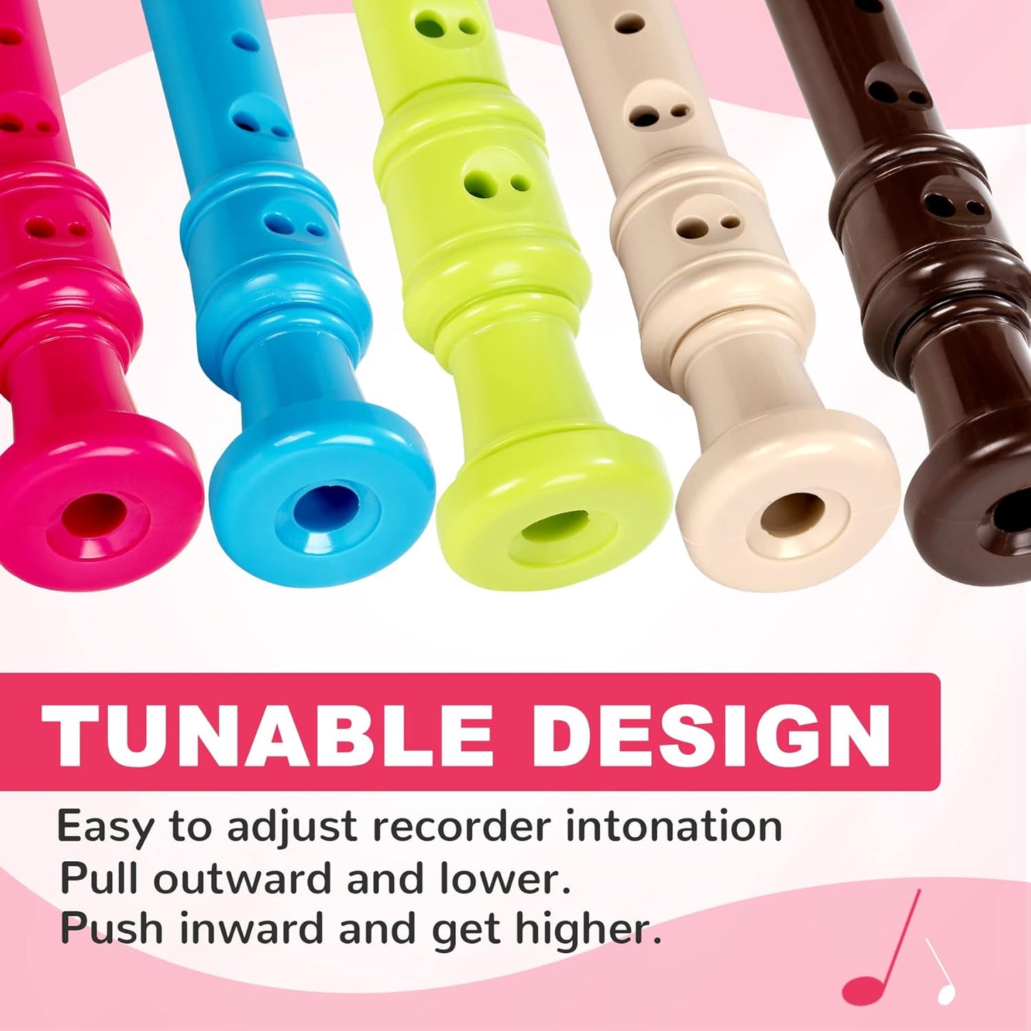 Soprano Recorder Instrument for Beginners Student - German Fingering 8 Hole Flute ABS Descant Recorders 3pcs Removable with Cleaning Rod and Storage Bag, Brown