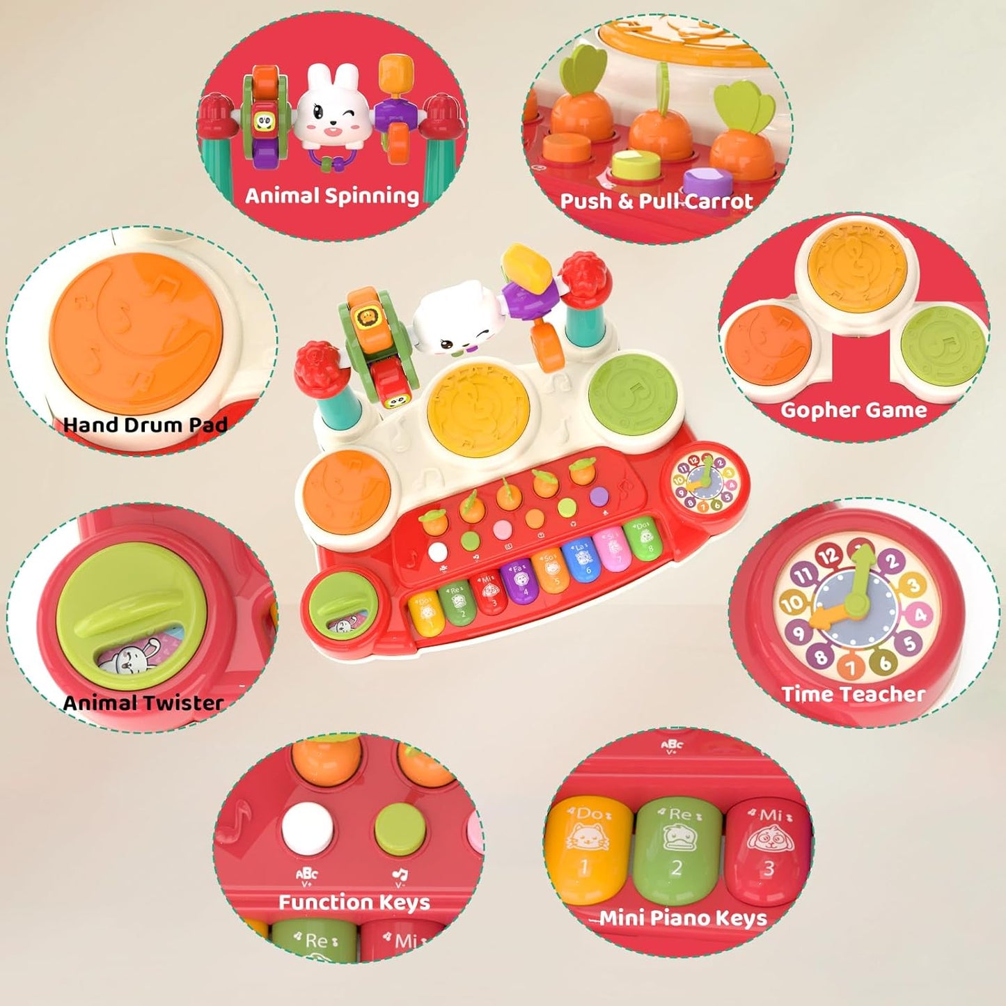 20 in 1 Baby Musical Toys - Interactive Piano Keyboard Drum Set for Infant 6 9 12 18 Months, Toddlers 1-3, Early Learning Development Educational Toy, Birthday Gift for Boys Girls 1 2 3 4