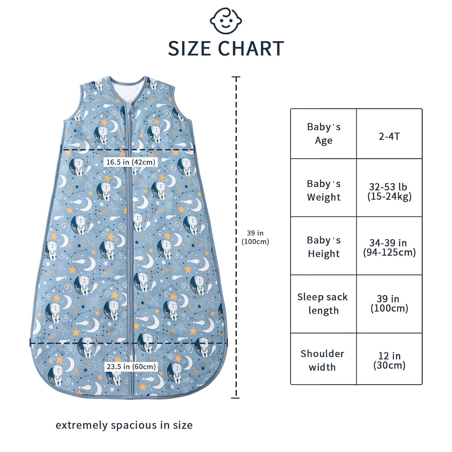 Baby Sleep Sack 2-4 T 95% Rayon from Bamboo 5% Spandex Boys & Girls Wearable Blanket 1.0 TOG Toddler Sleeping Sack 2- Way Zipper X-Large