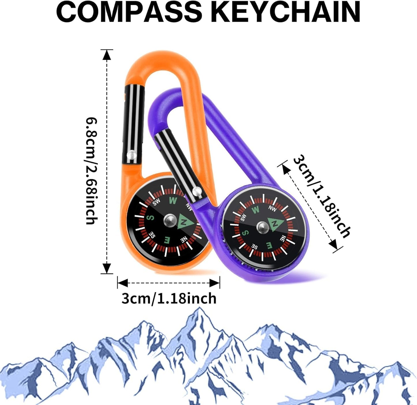 12 Pcs Mini Compass Keychain for Kids Bulk, Small Pocket Magnetic Compass Survival Hiking for Outdoor Survival Camping Party Backpacking Accessory