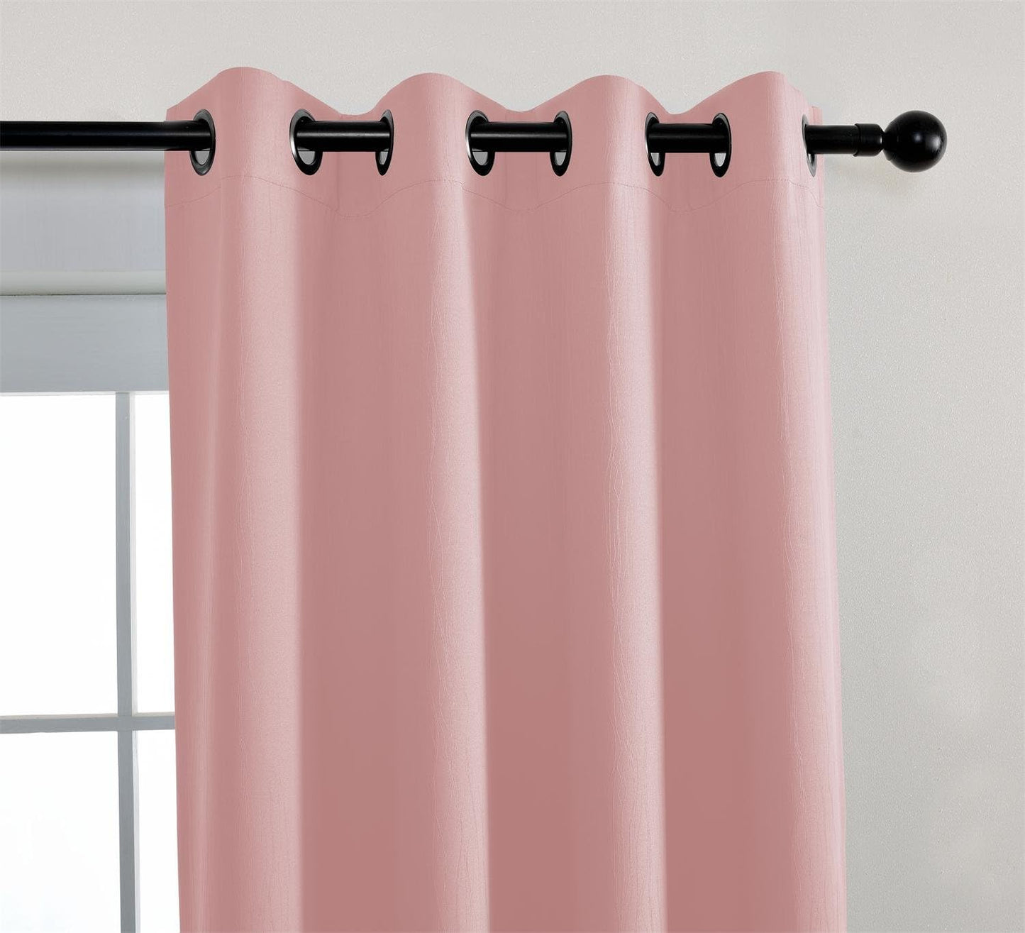 MIUCO Blackout Curtains Room Darkening Textured Grommet Window Curtains for Nursery Curtains 2 Panels 52x95 Inch Pink