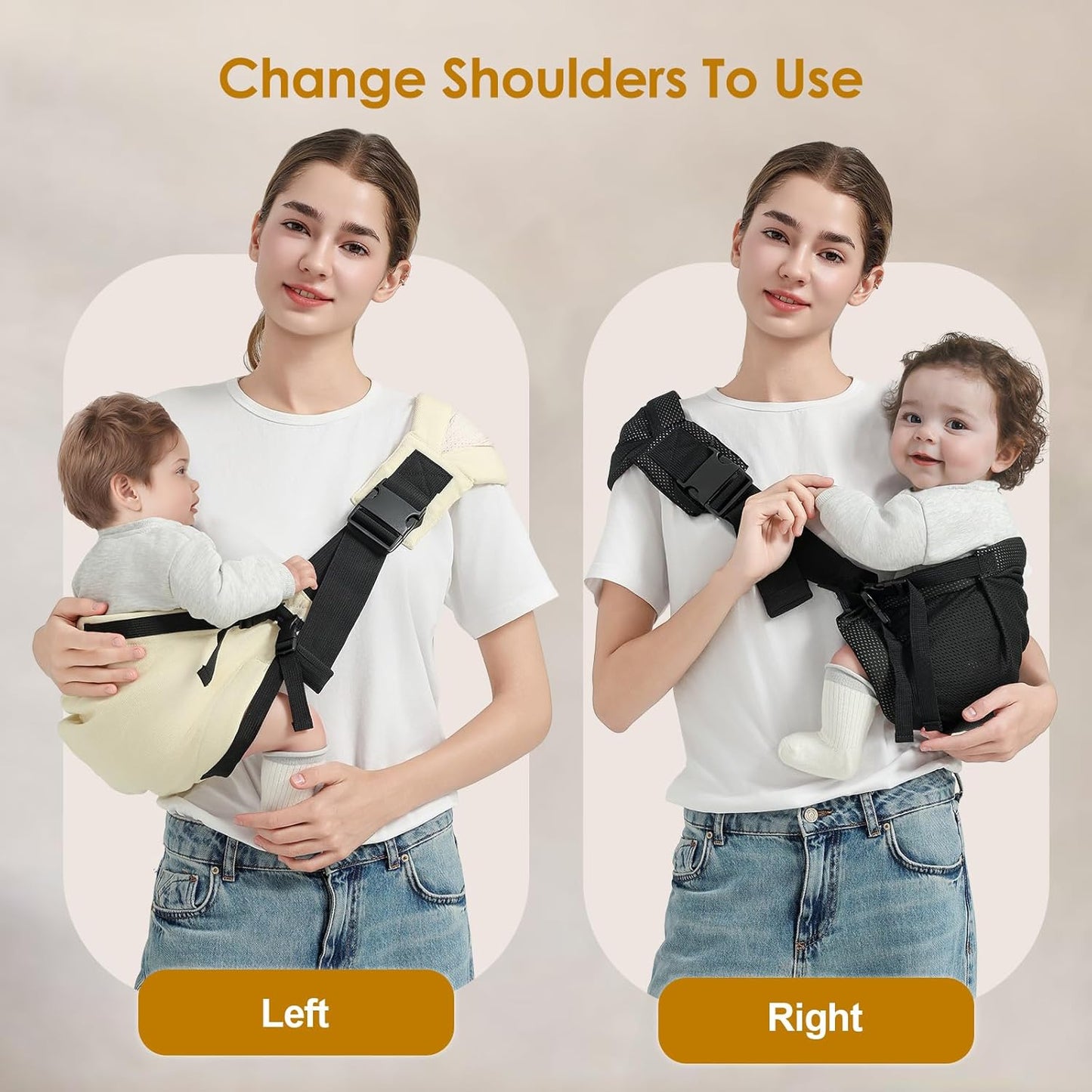 Toddler Sling Carrier, Easy to Wear Baby Carrier Sling 7-40 lbs, Adjustable Lightweight Baby Wrap Sling, Perfect Toddler Hip Carriers One Size Fits All, Black Mesh