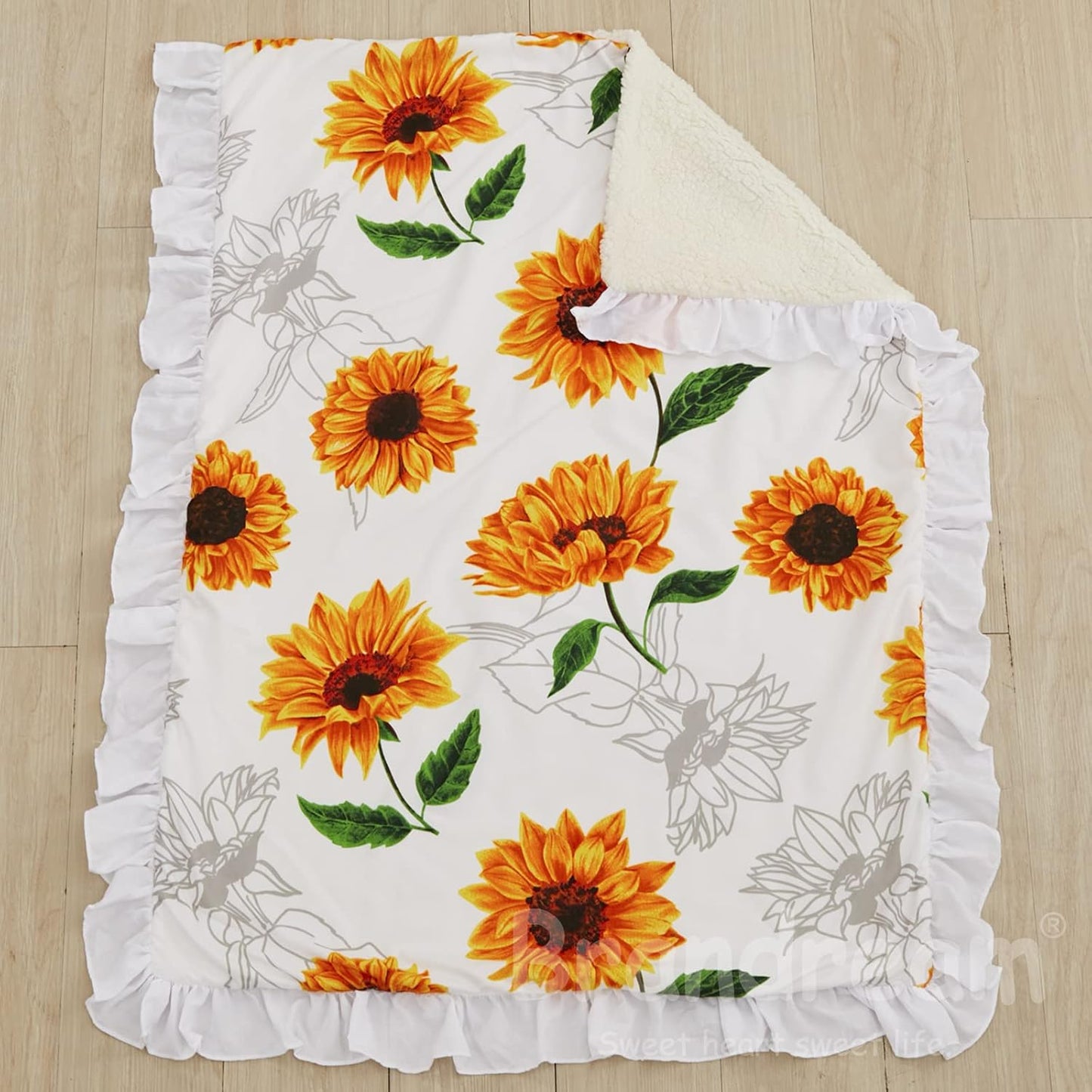 Brandream Nursery Bedding Farmhouse Floral Baby Bedding Yellow White Crib Blanket Set Sunflower Girls Boho Fitted Sheet,6 Piece