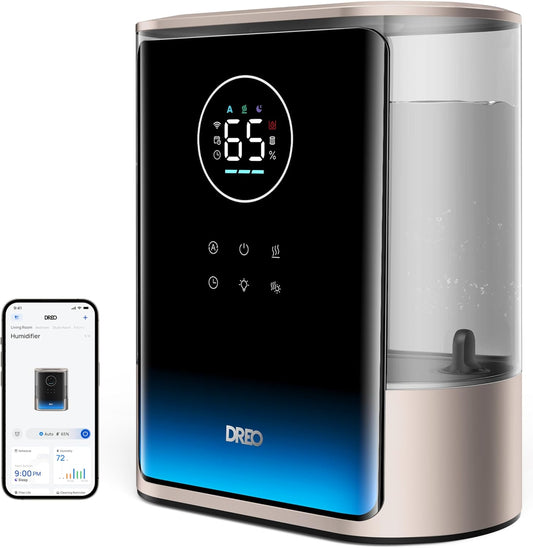 Dreo 8L Smart Humidifiers for Bedroom 600ft², 80H Runtime Warm&Cool Supersized Mist Humidifier for Large Room Indoor, Quiet Whole House humidifier for Baby, Plants, with Alexa/Google, Starlight,HM717S