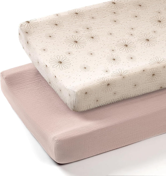 lulumoon Muslin Changing Pad Covers: Baby Cotton Changing Table Covers - Soft Changing Pad Sheets for Boys Girls