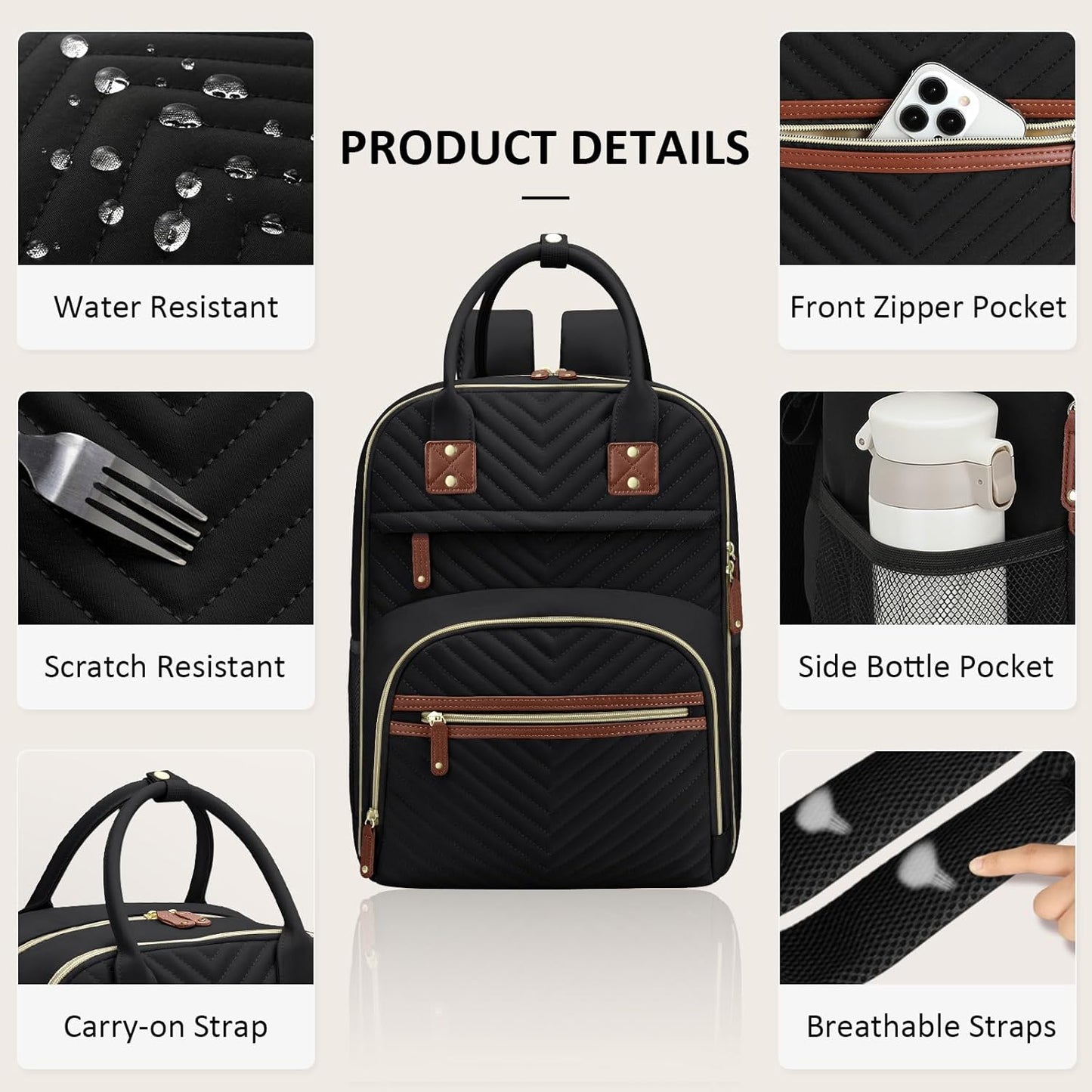 Diaper Bag Backpack for Women with Changing Pad, Baby Bag with Insulated Pockets Multifunctional Diaper Bags For Baby Girl Boy Waterproof Baby Bags For Boys Girls Maternity Bag Black