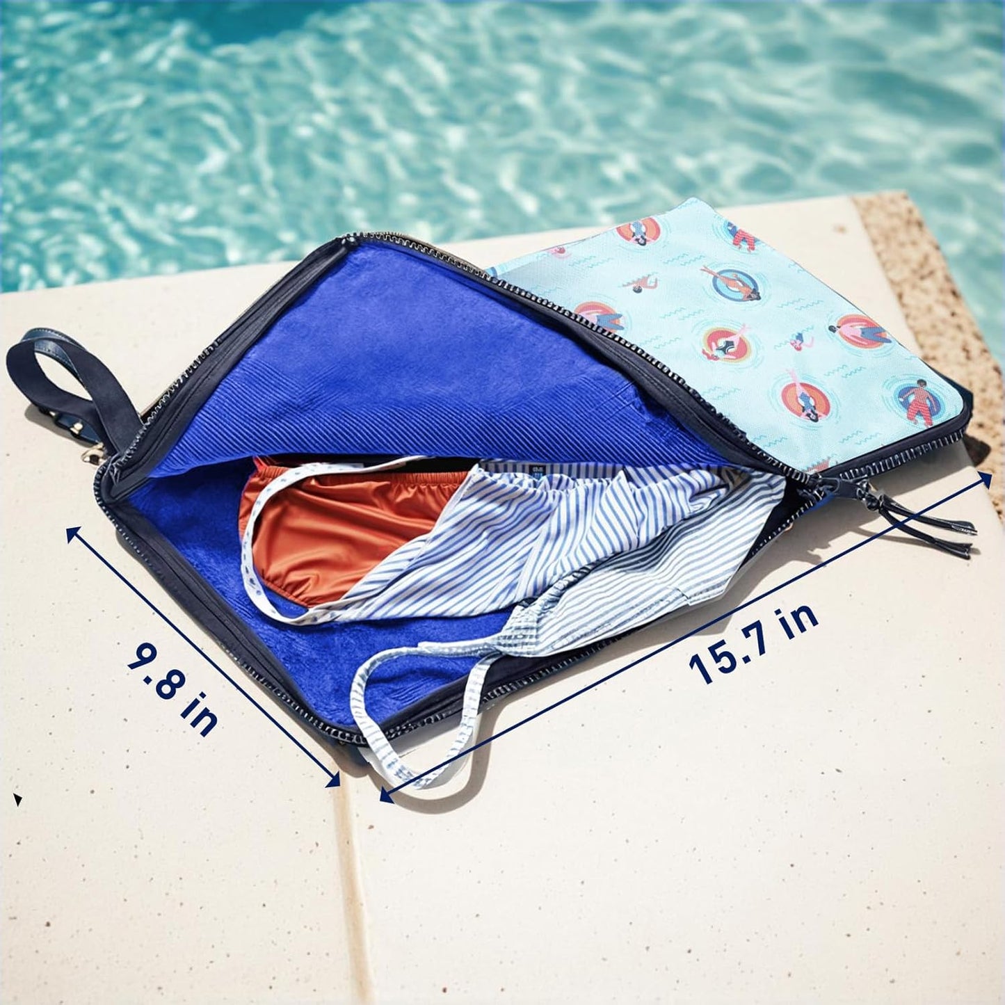 Wet Bag, Wet Dry Bag, Wet bag for swimsuit,Travel, Beach, Pool, Diapers, Dirty Yoga Gym Clothes, Waterproof Embedded Towel Wet Bag(Fleece)-Leakproof Wet Clothes Bag, Beach Travel Essentials