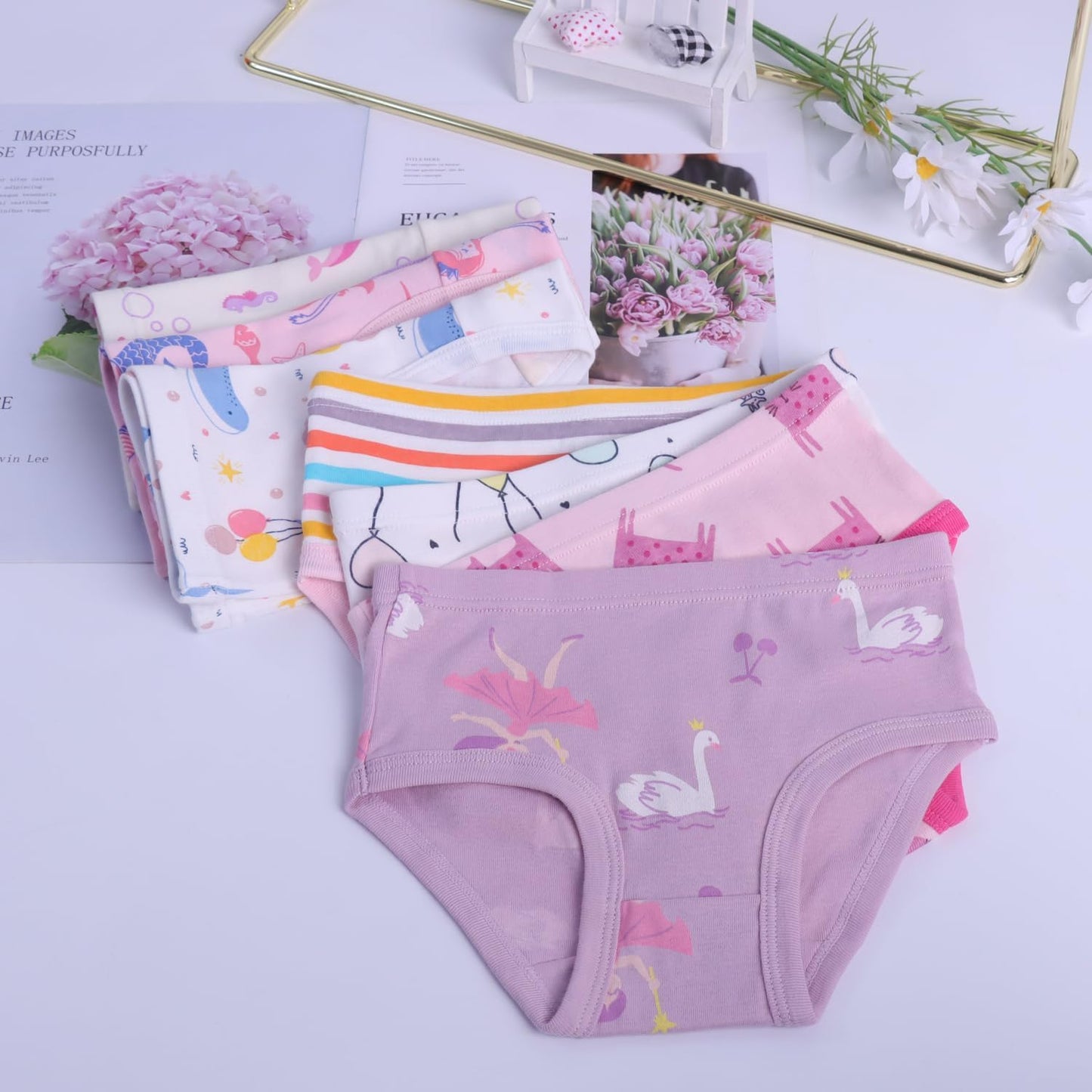 Finihen Girls Cotton Underwear Toddler Girls Panties Kids Briefs Multipacks.