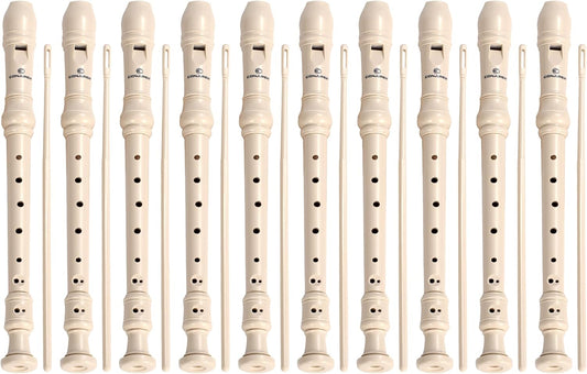 CONJURER 10Pc Soprano Recorder Instrument for Kids Student - German Fingering 8 Hole Flute ABS Descant Recorders for Beginners with Cleaning Rod and Bag for Kids over 3 Years Old