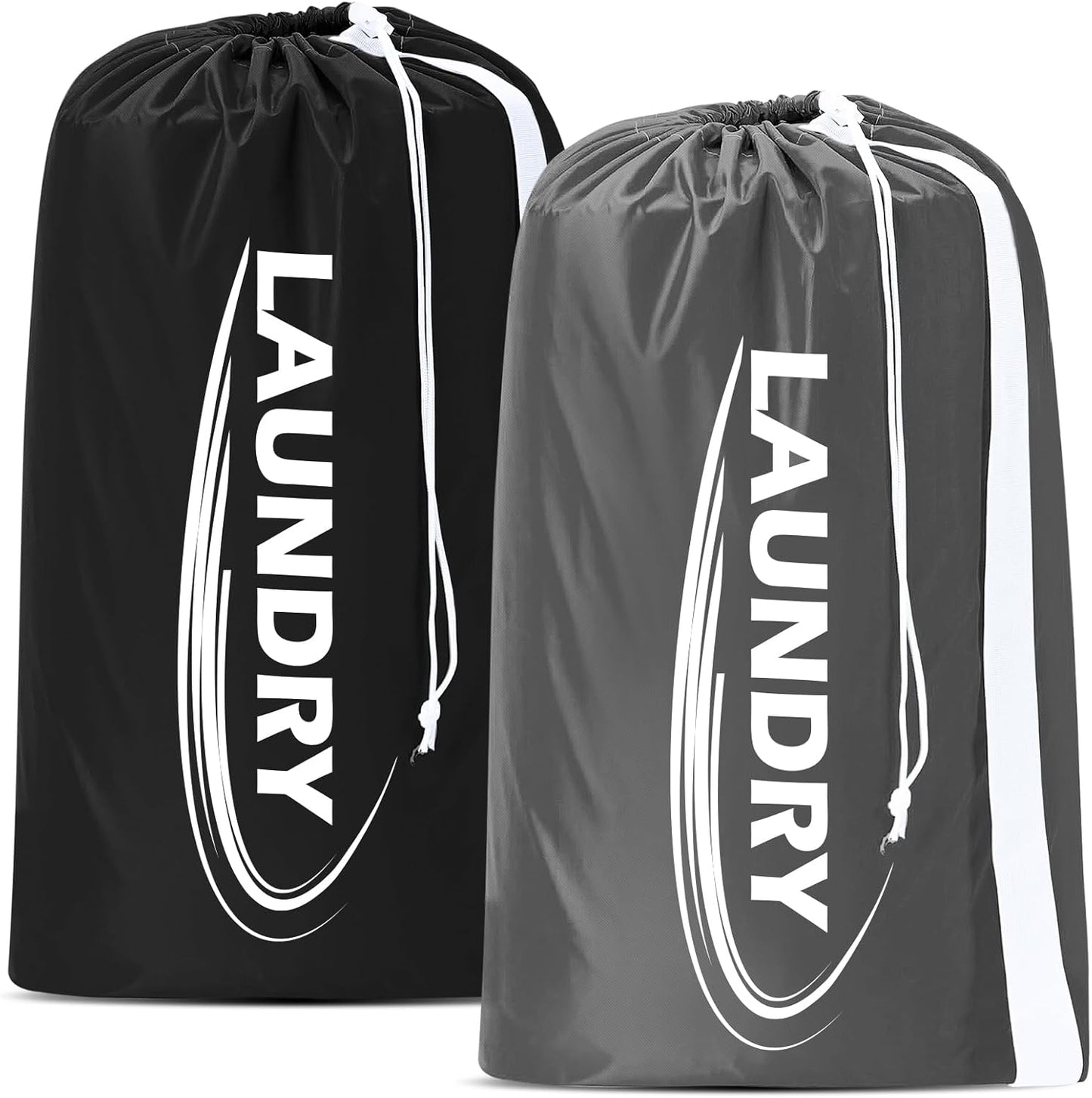 Sylfairy 2 Pack XL Laundry Bag with Strap,Heavy Duty Travel Laundry Bag,Rip-Stop Dirty Clothes Shoulder Bag with Drawstring,Easy Fit a Laundry Hamper or Basket Travel Essentials