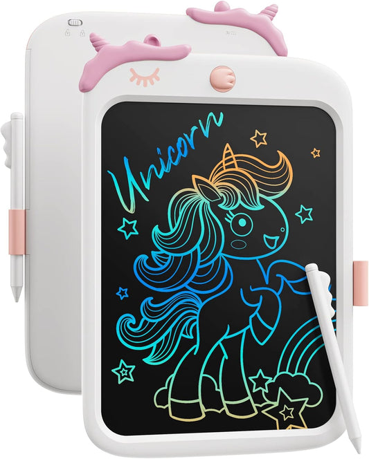 Unicorn Toys 10 Inch Writing Tablet for Kids, Educational Toys for Girls Aged 3-5, Birthday Gift for 3-8 Year Olds (White)