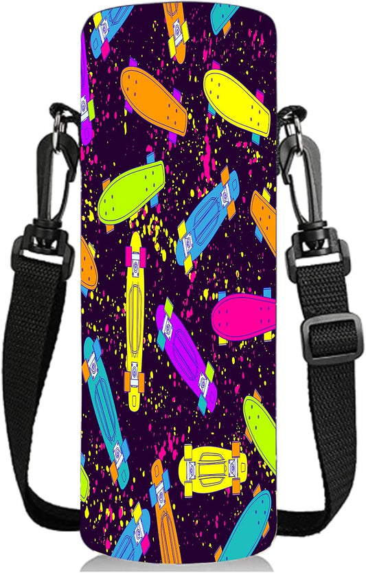 Neoprene Water Bottle Carrier Bag with Adjustable Shoulder Strap for Men Women Walking Hiking,Portable Insulated Holder Case for Stainless Steel/Glass/Plastic Bottles