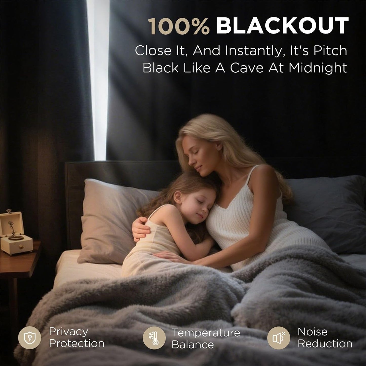 Joydeco Blackout Curtains 63 Inches Long 2 Panels Burg, Room Darkening Curtains for Bedroom, 100% Black Out Textured Thermal Drapes Privacy Protection 2 Panels Set(W52 x L63 Inch, Linen)