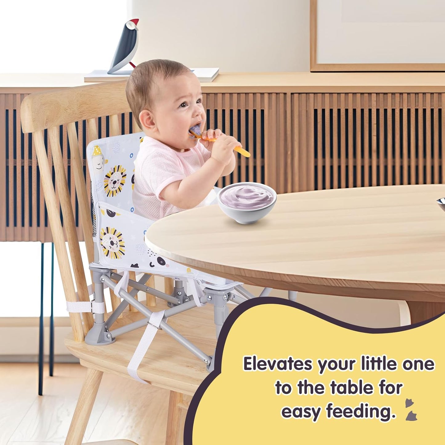 Portable Baby Booster Seat with Tray, Toddler Booster seat for Dining, Camping, Travel, Baby Beach Chair 6 Months to 3 Years Old Indoor Outdoor Use CH2407