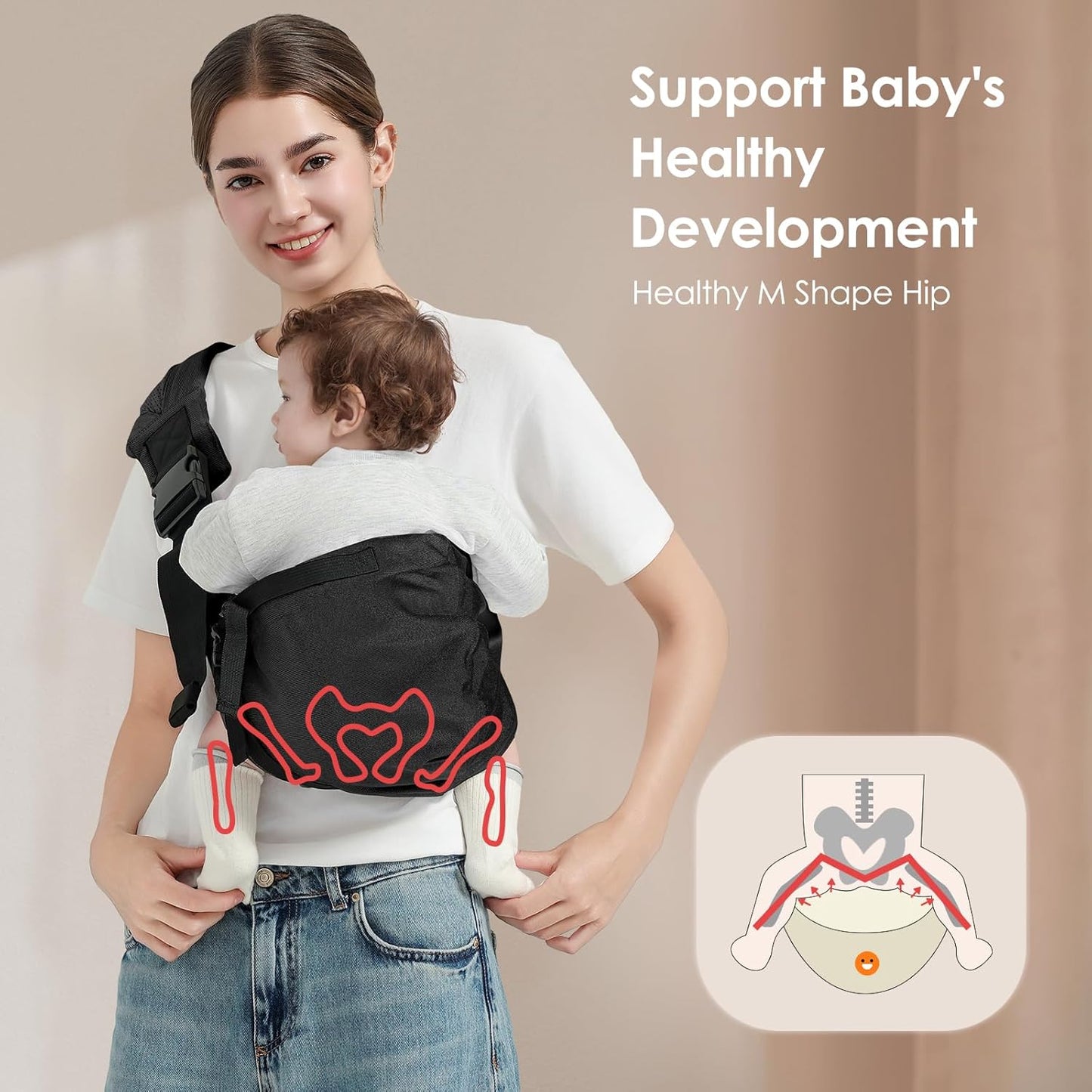Toddler Sling Carrier, Easy to Wear Baby Carrier Sling 7-40 lbs, Adjustable Lightweight Baby Wrap Sling, Perfect Toddler Hip Carriers One Size Fits All, Black
