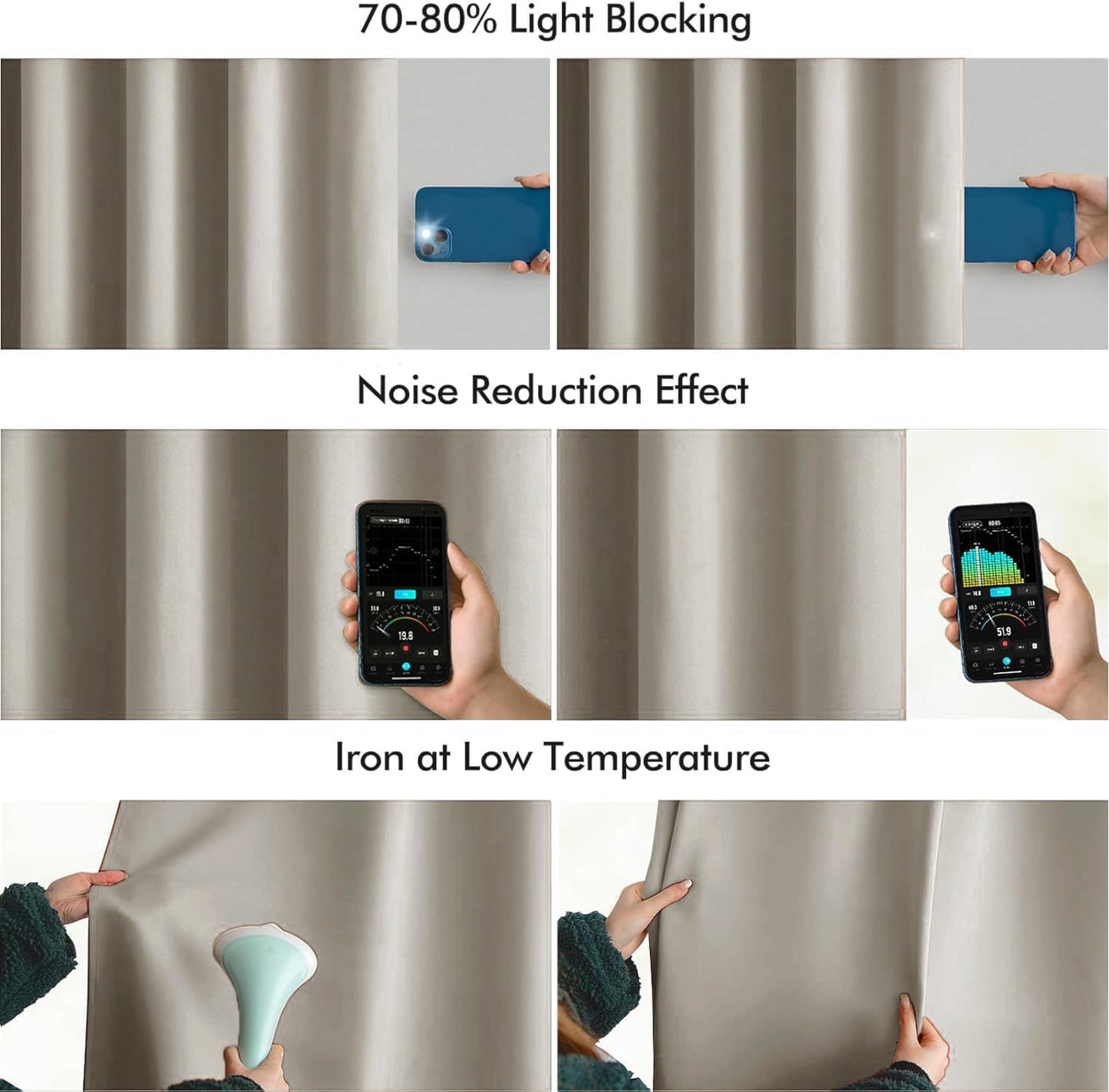 MIULEE Stone Back Tab Blackout Curtain 96 Inch Long 2 Panels Set for Bedroom, Rod Pocket/Pinch Pleat Thermal Insulated Living Room Darkening Pleated Light Blocking Floor to Ceiling Drape