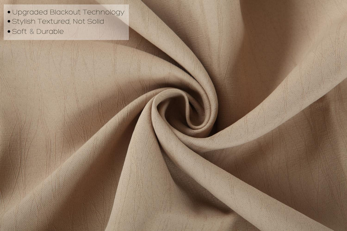 MIUCO Room Darkening Curtains Textured Grommet Thermal Insulated Blackout Curtains for Bedroom Set of 2 52x95 Inch Taupe