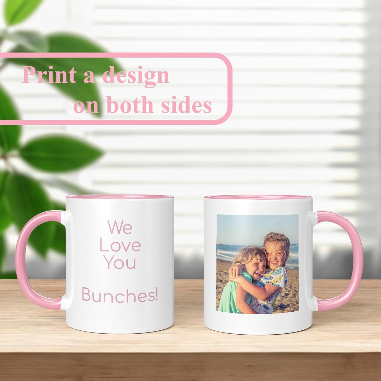Personalized Mother's Day Coffee Mug, Custom Mum Photo Text 11 Oz Ceramic Mug, Customized Mom Gift Idea Picture Name Cup, Taza Cafe Personalizadas Fotos, Cute Gifts Mom Women Dad Men, Pink