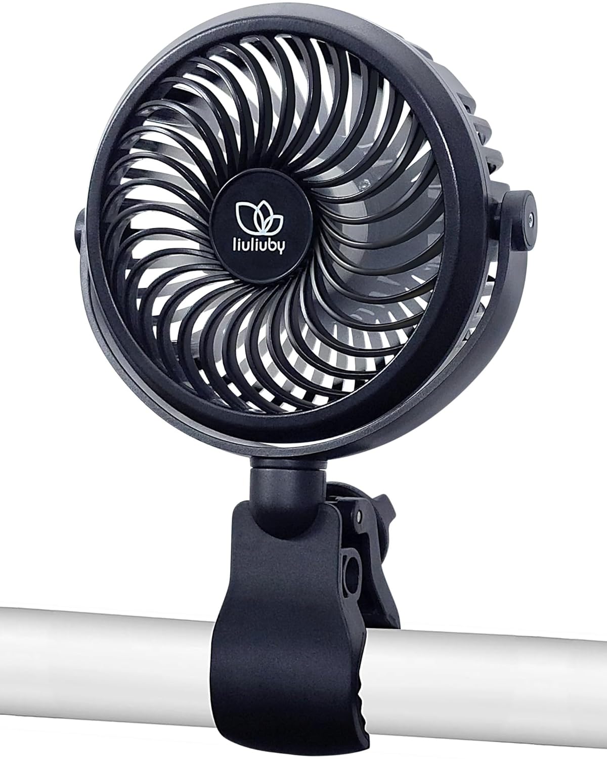 liuliuby Baby Stroller Fan with Clip | Clip On Fan for Baby Car Seat | Portable & Rechargeable with Durable Clamp | Stroller Accessories | Small Cooling USB Chargeable Battery (Jet Black)