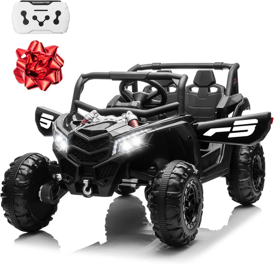 Electric Car for Kids, JOYRACER 24V Ride on Car Battery Powered Off-Road UTV w/Remote Control, 3 Speeds, 4x150W Powerful Motors, 18" Seat, Bluetooth, MP3, Electric Vehicles with Big Pull Bow