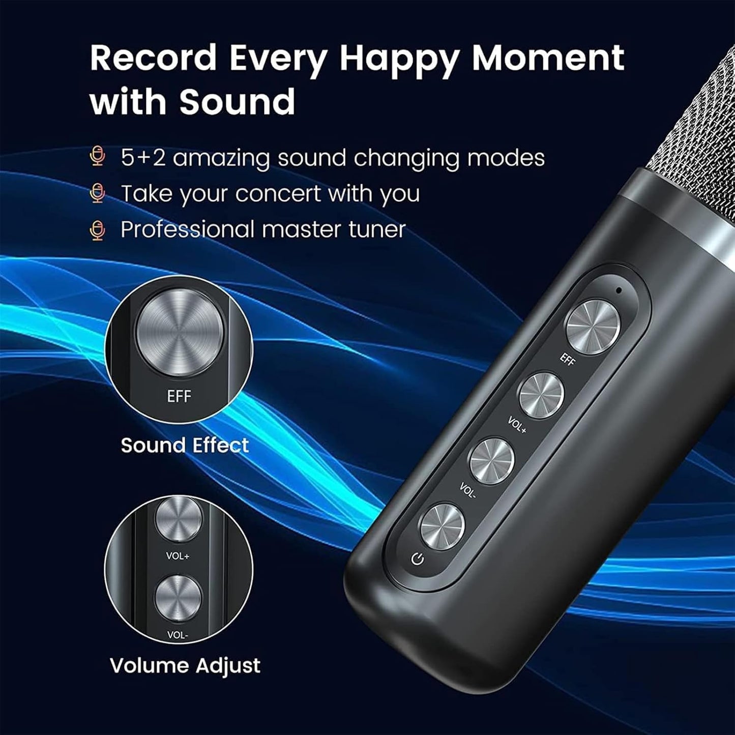 Karaoke Machine for Adults and Kids, Portable Bluetooth Karaoke Speaker with 2 Wireless Microphones for TV, Singing Karaoke for Home Party, Great Gifts for Boys and Girls