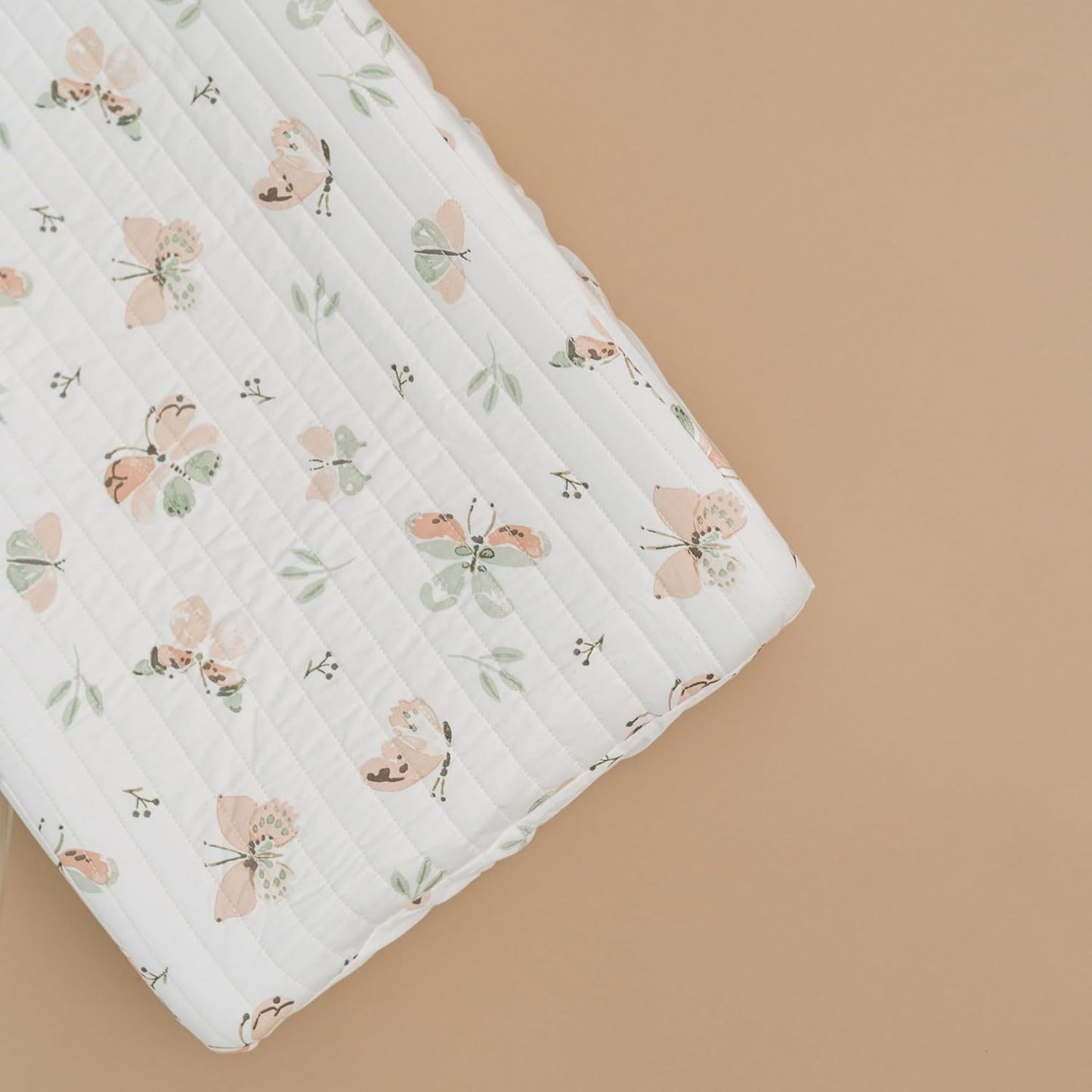 Crane Baby Woodland Quilted Changing Pad Cover Cotton Sateen, Secure Elastic Fit, Pink Boho Rainbow Change Pad Cover for Girls, Diaper Changing Pad Cover, Girls Nursery Decor