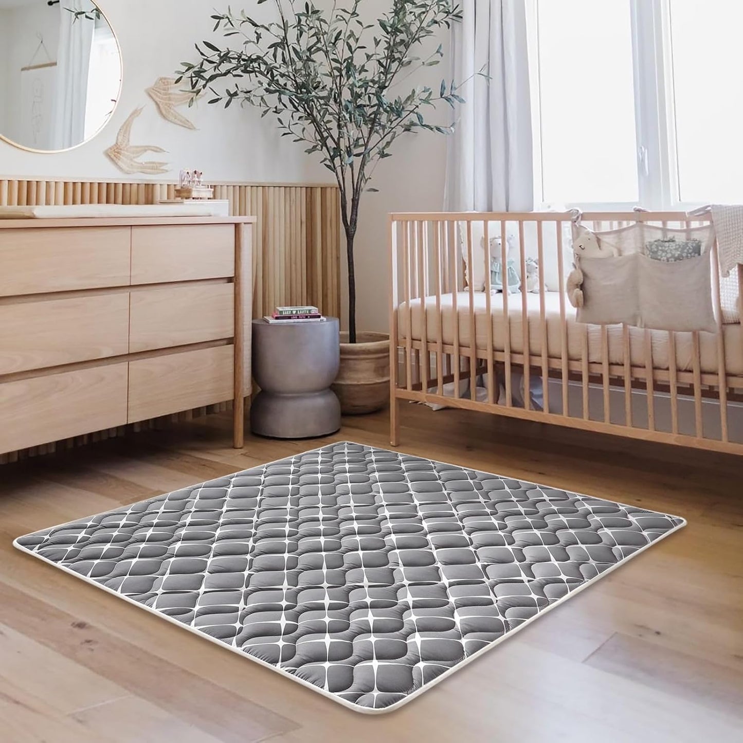 Vibe bear High-Density Foam Baby Play Mat,36x36 Inches Thicken One-Piece Infants Crawling Mat,Comfortable and Soft Baby Playmat,Non Slip Washable Floor Mat for Babies,Infants,Toddlers