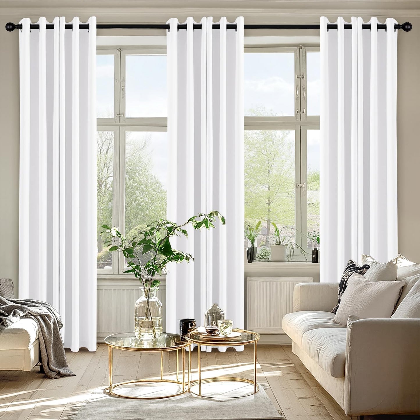MIULEE Pure White Curtains for Bedroom Living Room 72 Inches Long 2 Panels, Thermal Insulated Room Darkening Drapes Grommet Top Noise Reducing Energy Saving Window Treatments W40 x L72 Inch