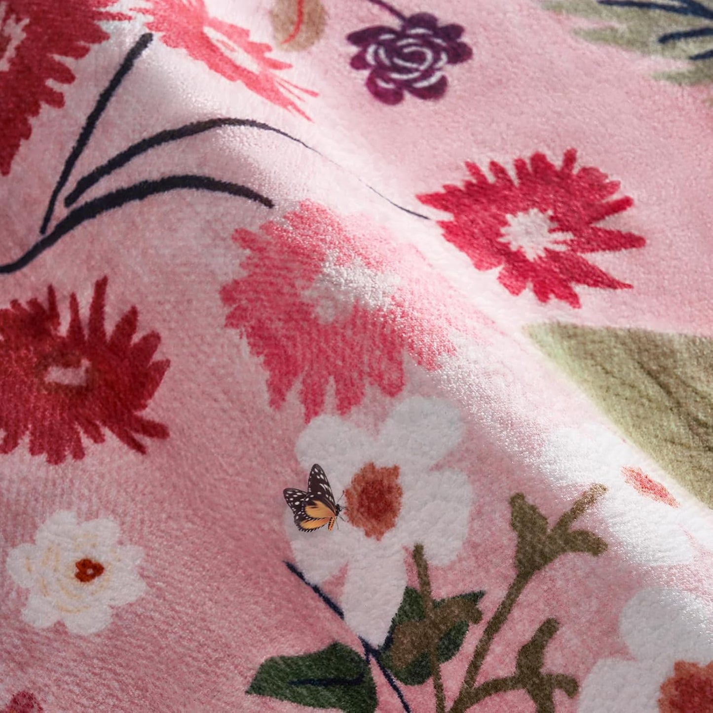 Pink Rugs for Bedroom Girls Machine Washable Area Rugs 3x5 Non Slip Low Pile Boho Floral Small Carpet for Nursery Living Room Bedroom Entryway Kids Playroom Office College Dorm Home Decor