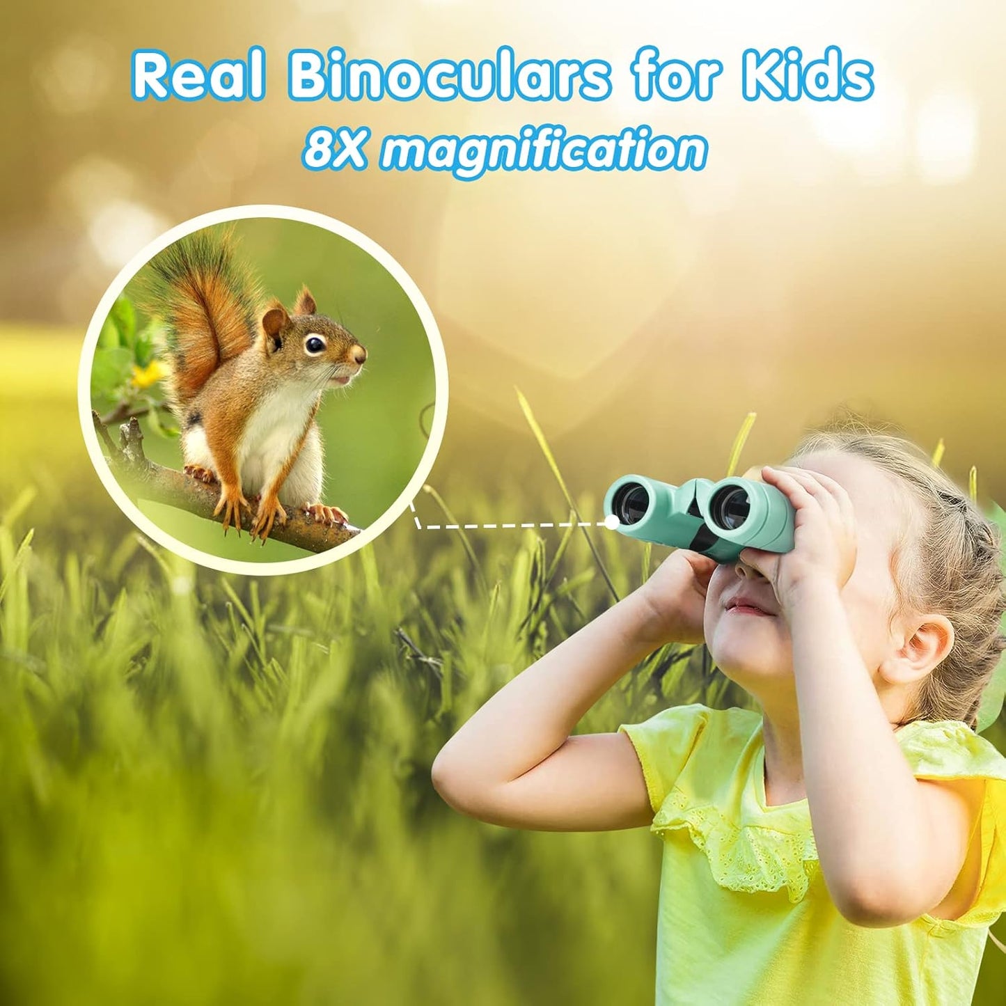 MAKINO Binoculars for Kids, Gifts for 3-12 Year Boys Girls, Compact Kids Binoculars 8x21 High-Resolution for Bird Watching, Camping, Exploration, Hiking, Hunting, Sports Events and Safari Park