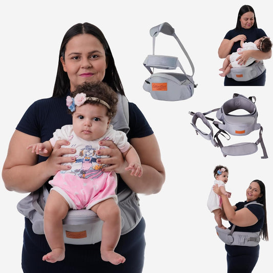 Baby Hip Carrier - Effortless Hands-Free Adjustable Fit Grey Baby Wraps Carrier for Newborns & Toddlers 8-45 lbs - Soft & Breathable Material with 4 Carrying Positions Multi-Pocket
