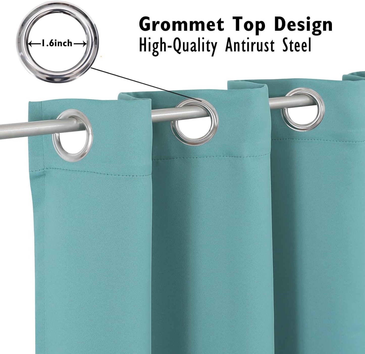 ChrisDowa Blackout Curtains 54 inches Long for Bedroom - 2 Panels Set Grommet Thermal Insulated Room Darkening Curtains for Living Room (Aqua, 38 x 54 Inch)