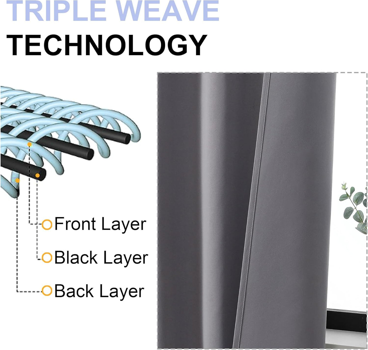 Simplebrand Ava Light Grey Blackout Curtains for Bedroom 72 Inch Length 2 Panels, Privacy Thermal Insulated Rod Pocket Door Window Curtains for Patio French Door Front Door, W40 x L72 Inch, Light Grey