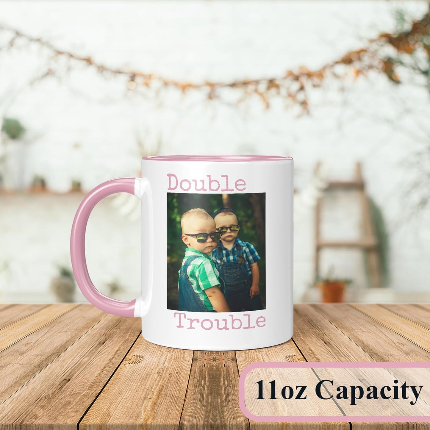 Personalized Mother's Day Coffee Mug, Custom Mum Photo Text 11 Oz Ceramic Mug, Customized Mom Gift Idea Picture Name Cup, Taza Cafe Personalizadas Fotos, Cute Gifts Mom Women Dad Men, Pink