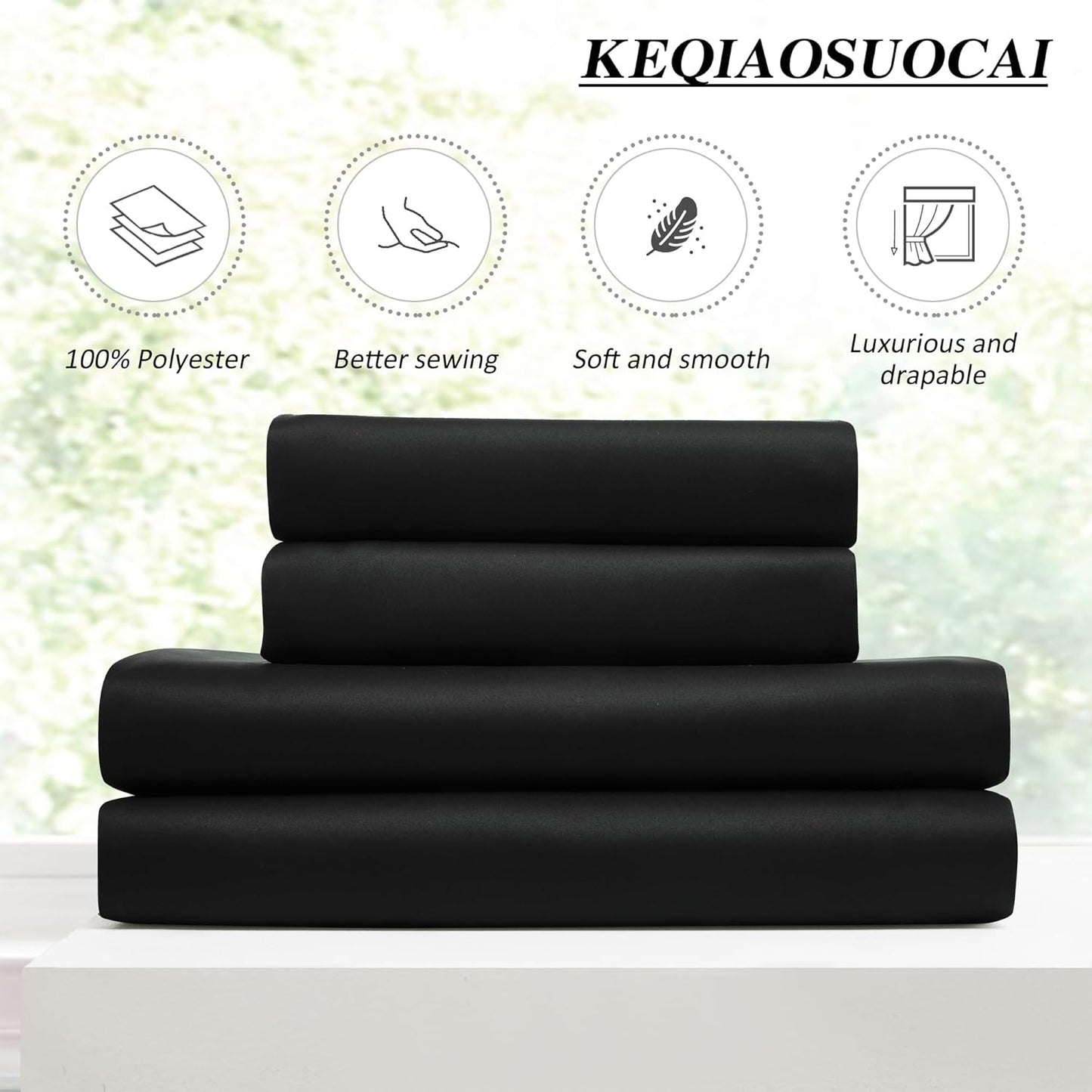 KEQIAOSUOCAI 72 Inch Wide Black Pinch Pleated Curtains 72 x 90, Thermal Insulated Noise Cancelling Living Room Office Drapes 90 Inches Long, Patio Sliding Glass Door Window Curtain 2 Panels