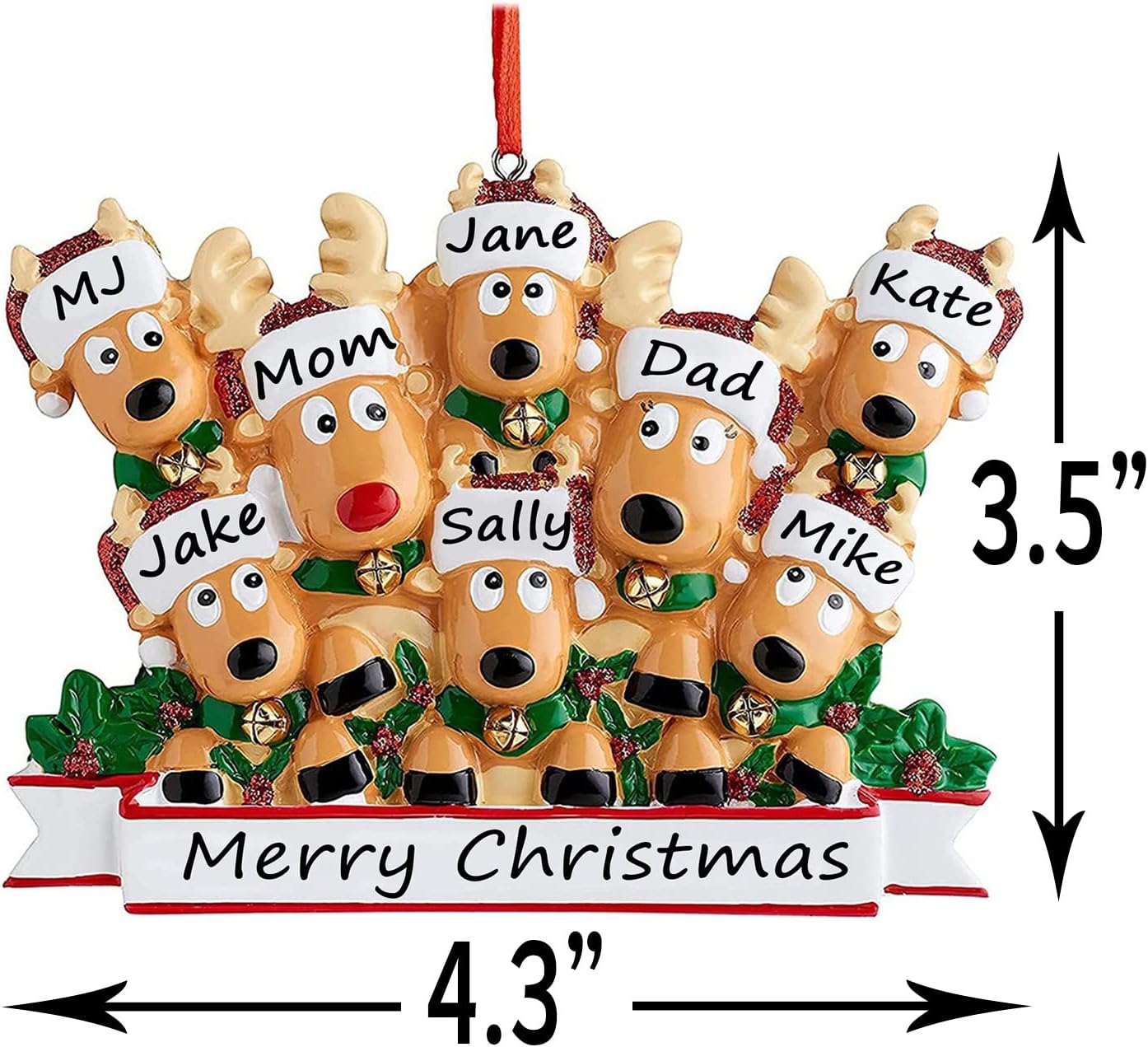 Personalized Christmas Ornaments 2025 Family of 2/3/4/5/6/7/8 Deer Christmas Ornaments Custom Name Customized Gifts for Xmas Tree,Family of 5