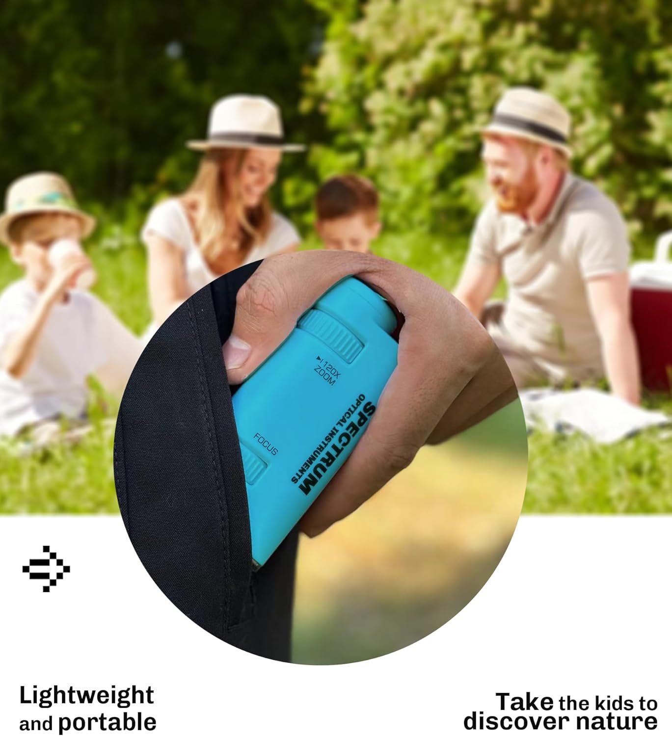 Mini Microscope for Kids, 60X-120X Portable Handheld Microscope with 8 Slide Samples, Blue