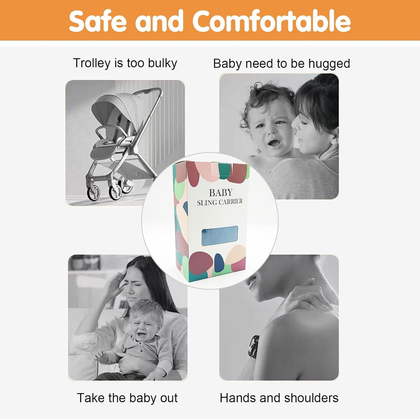 Baby Sling Carrier,Toddler Carrier,Upgraded 2025 Baby Sling with 4 Adjustable Straps(10-30lbs),Lightweight,Portable and One Size Fits All(Black)