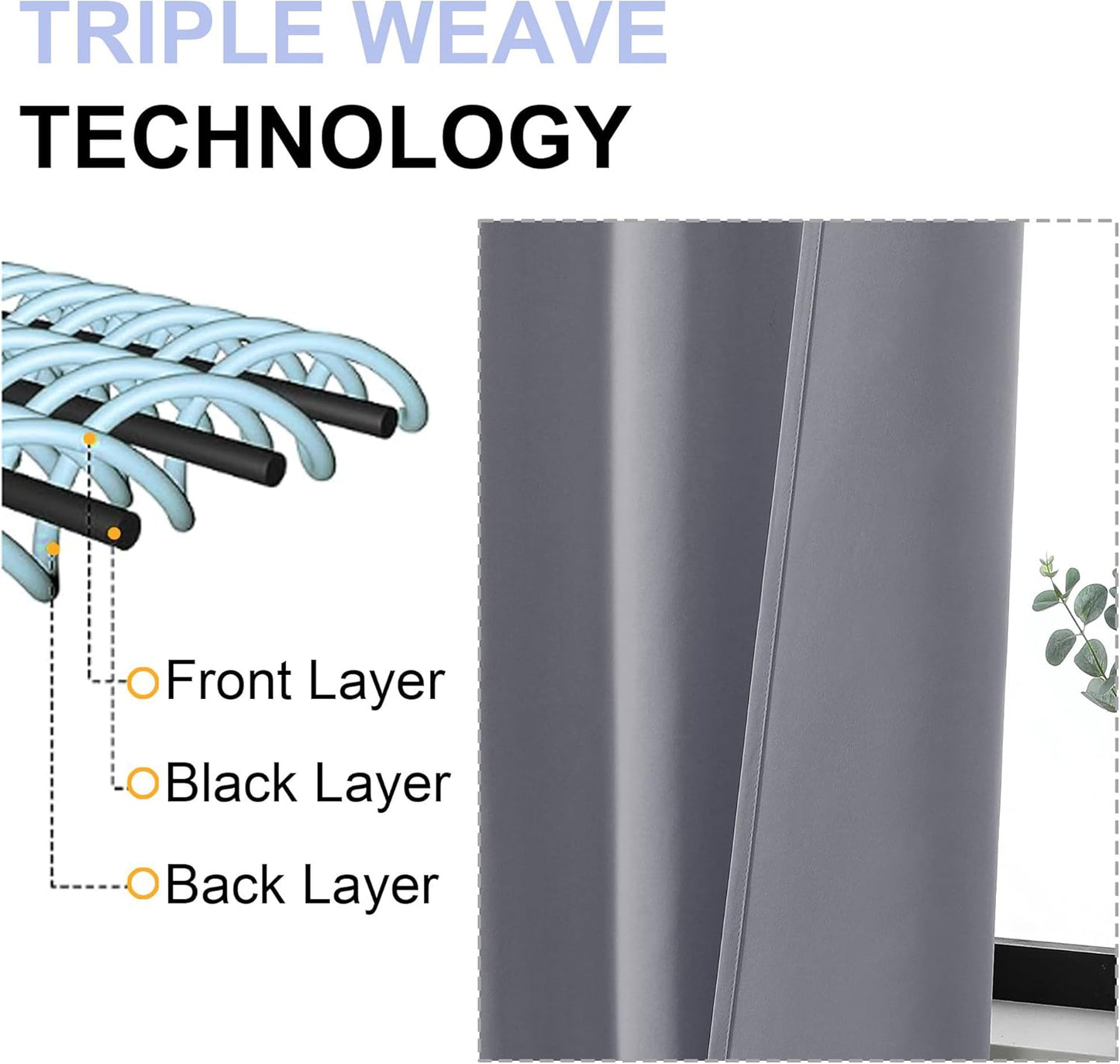Simplebrand Ava Silver Grey Blackout Curtains for Bedroom 63 Inch Length 2 Panels, Solid Thermal Insulated Energy Saving Rod Pocket Window Treatment Curtains Blackout Drapes, W40 x L63 Inch, Silver