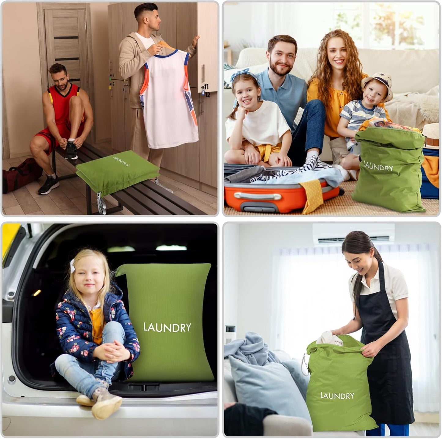 MissBoy 2 Pack Laundry Bags, Nylon Washable Wet Dry Bag, Travel Laundry Bags for Dirty Clothes, Dirty Clothes Organizer Bag for Home, College Dorm Laundromat