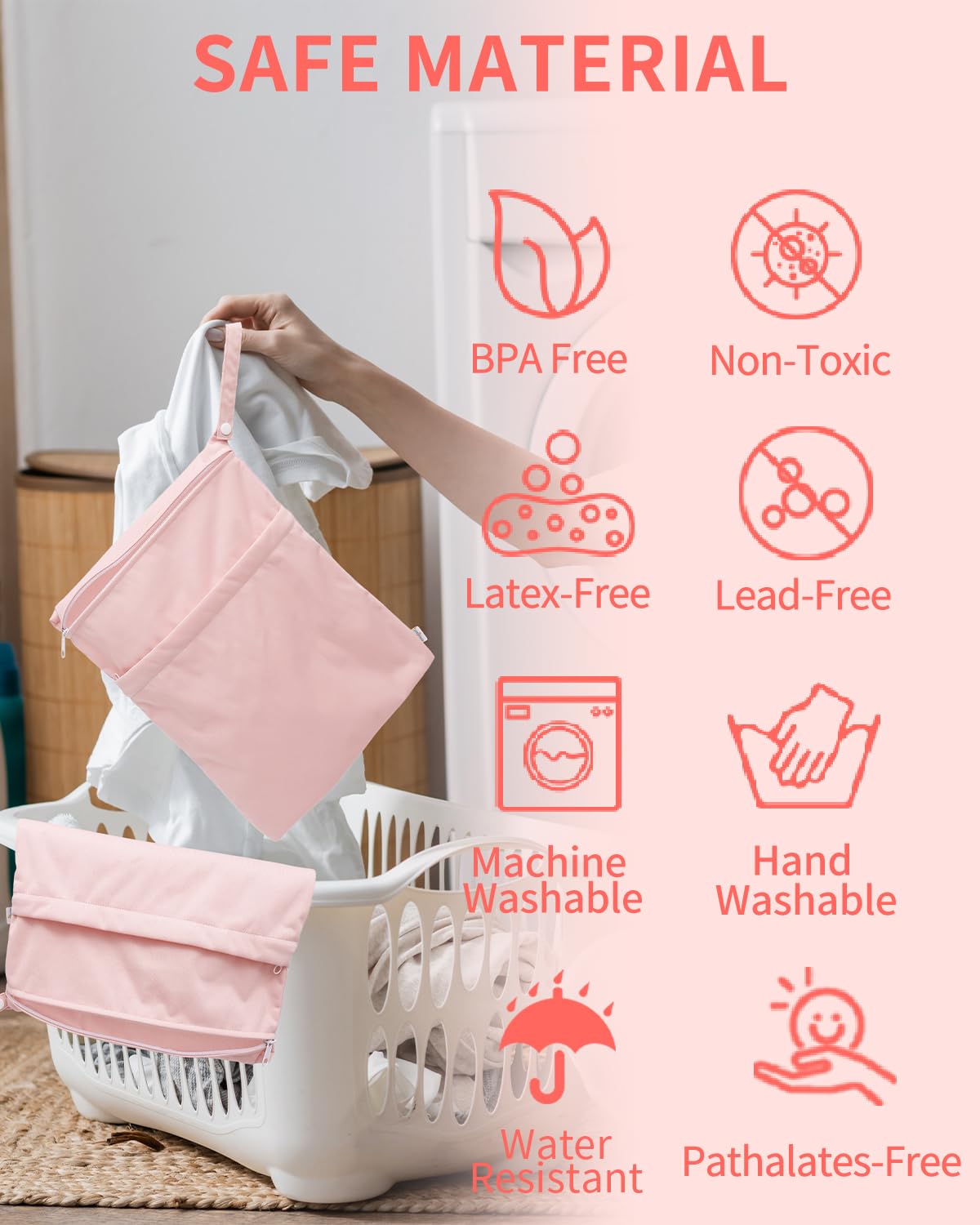 babygoal Wet Dry Bags for Baby Cloth Diapers, Washable Travel Bags, Beach, Pool, Gym Bag for Swimsuits & Wet Clothes with 2 Pockets 3 Pack 3LN09