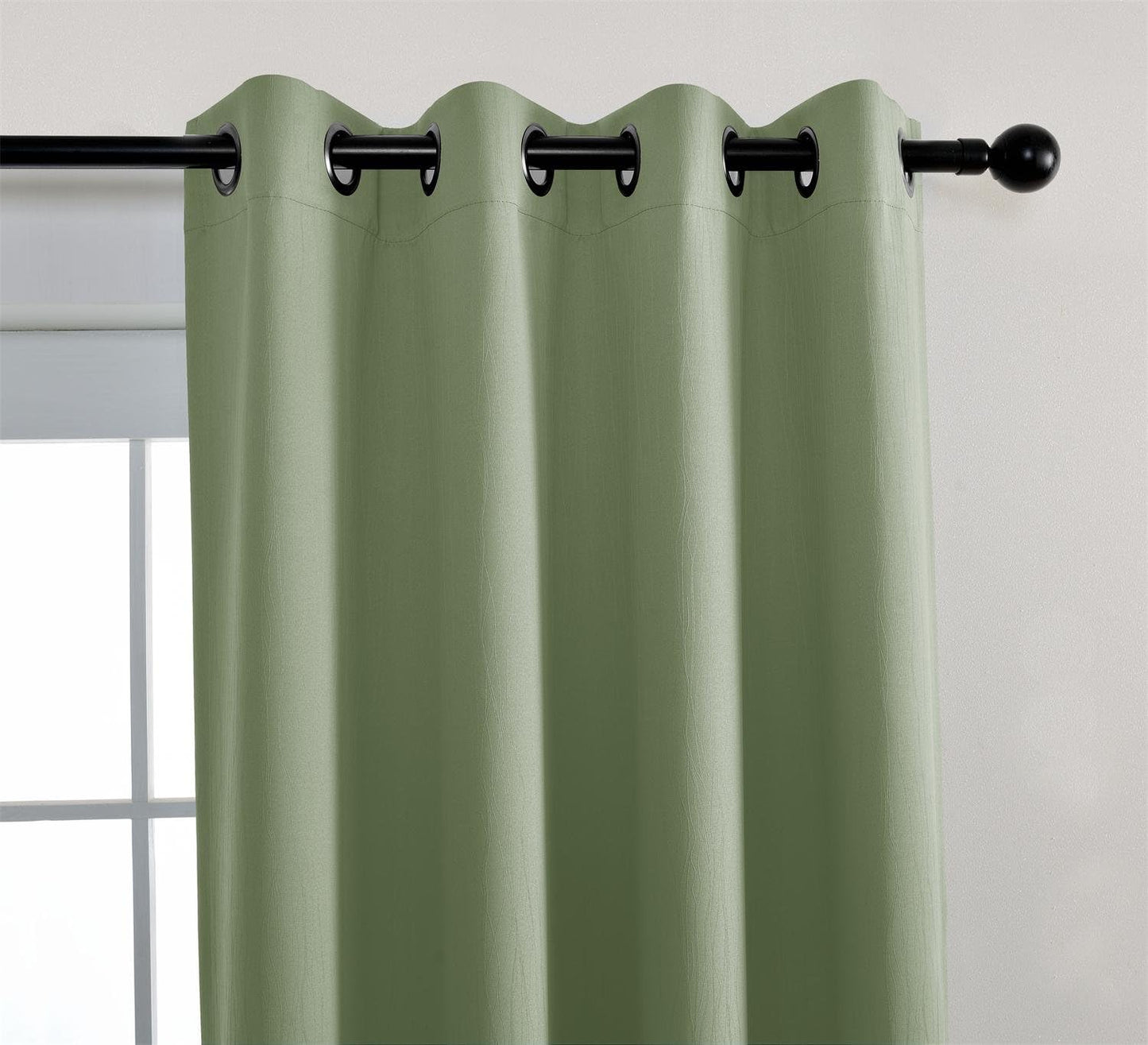 MIUCO Blackout Curtains Room Darkening Curtains Textured Grommet Panels for Living Room 2 Panels 52x84 Inch Long Sage