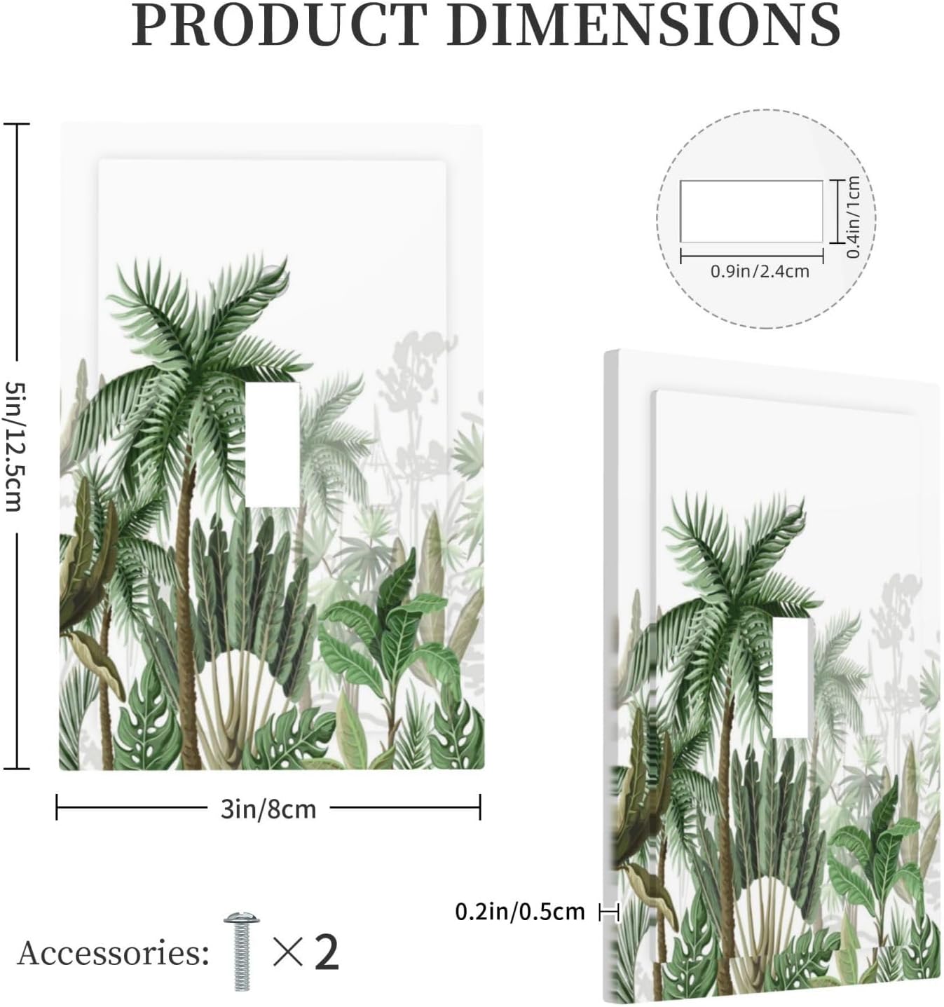 Palm Tree Banana Leaf Green Rainforest Natural Landscape Decorative Light Switch Cover 1 Gang Single Toggle Device Electrical Faceplate Switchplates Decorator Outlet Wall Plate for Bed Room Home Decor