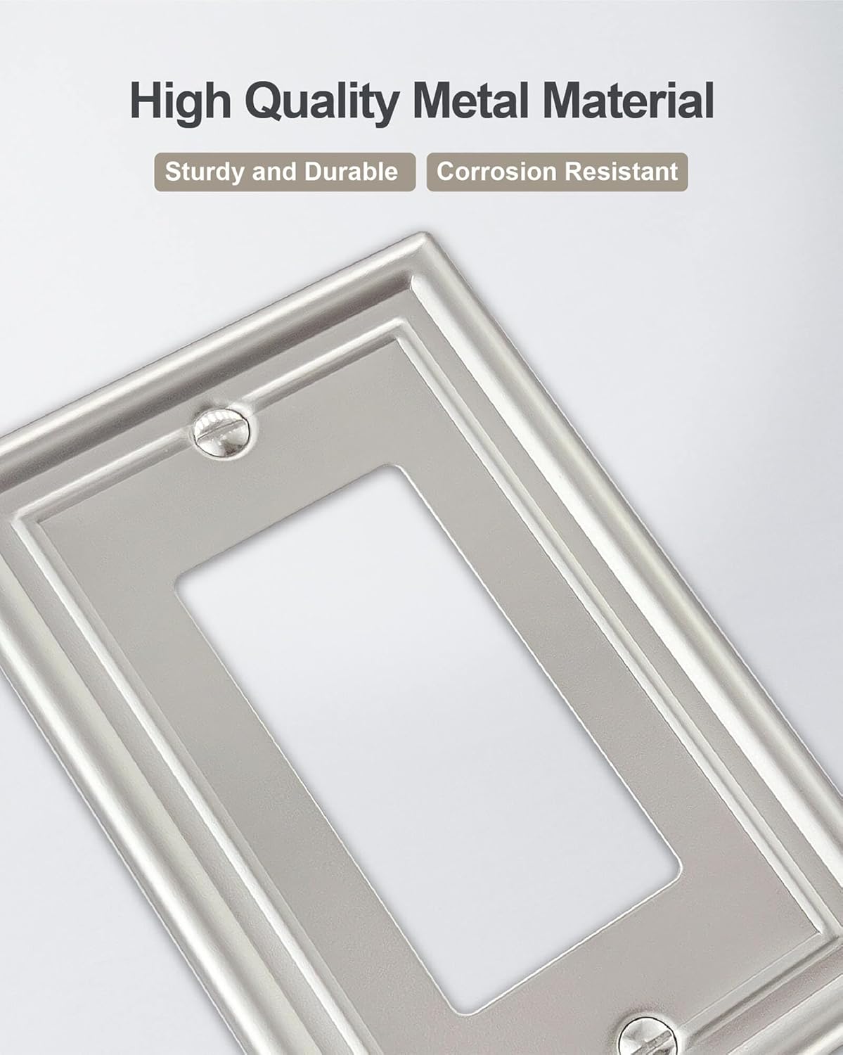 4-Pack Decorator Wall Plate, Satin Nickel Electrical Outlet Cover Plate for Receptacle, Dimmer Switch, GFCI Outlet, Midsize, A035 Series