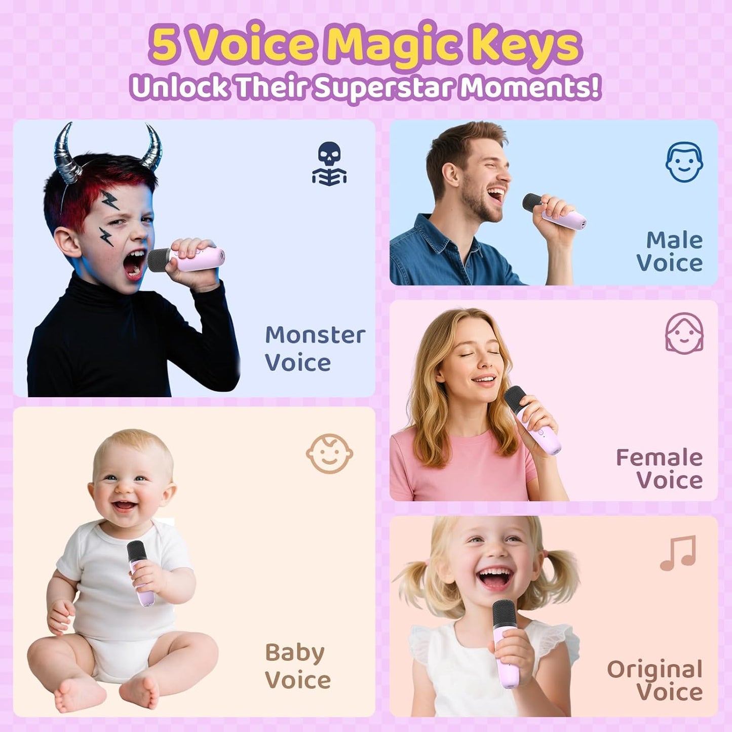 Karaoke Machine for Kids, Toys for 3-12 Years Old Girls Gifts, Kids Karaoke Microphone Machine Toy, Best Fun Christmas Birthday Gifts for 5 6 7 8 9 10 11 Years Teens Girl Boys Purple 2 Mic