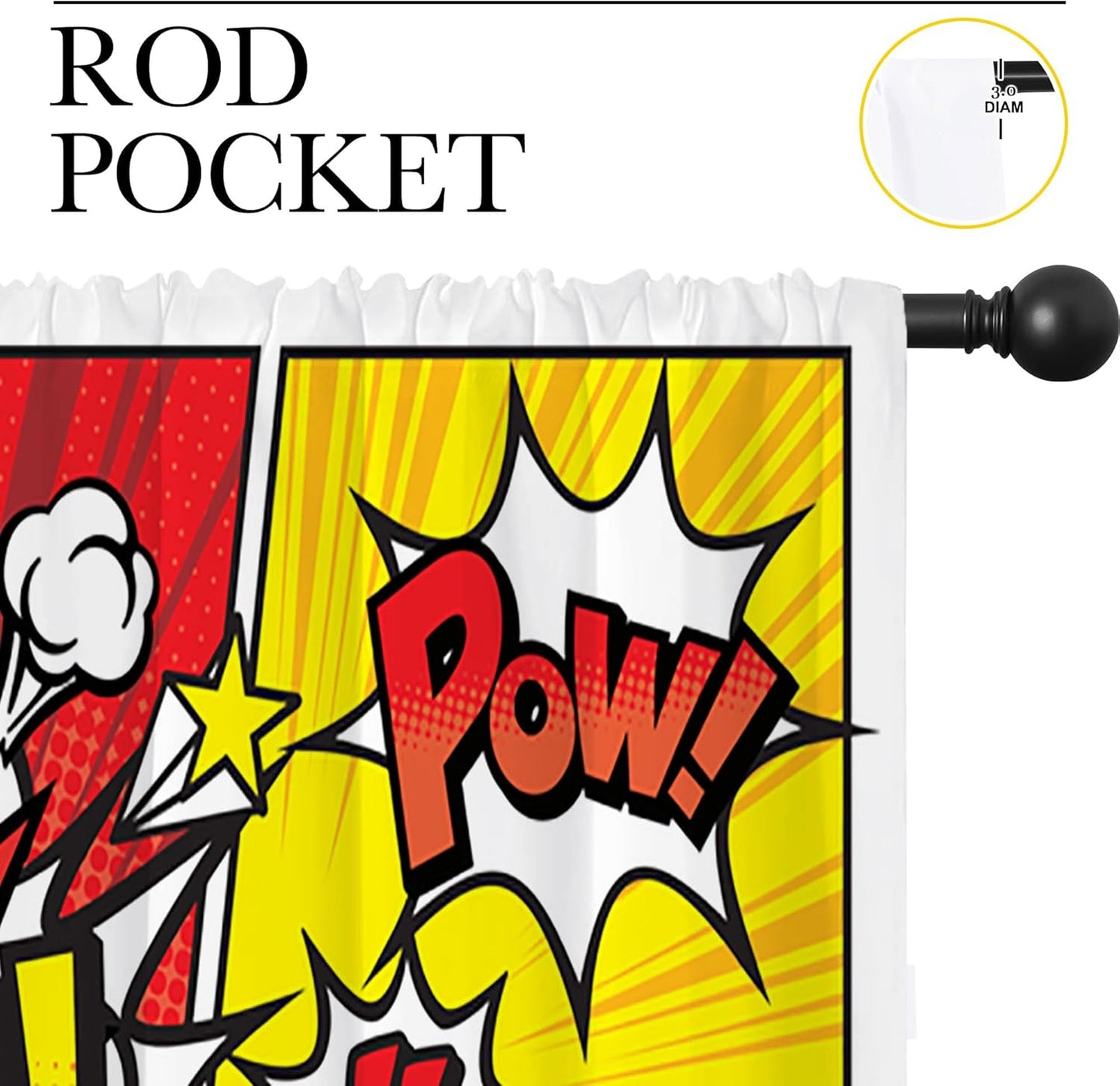 Superhero City Wars Explosion Rod Pocket Blackout Curtains for Boy Girl Bedroom, Colorful Comics Ar Thermal Insulated Home Window Drapes for Living Room Darkening, 84x72 inch