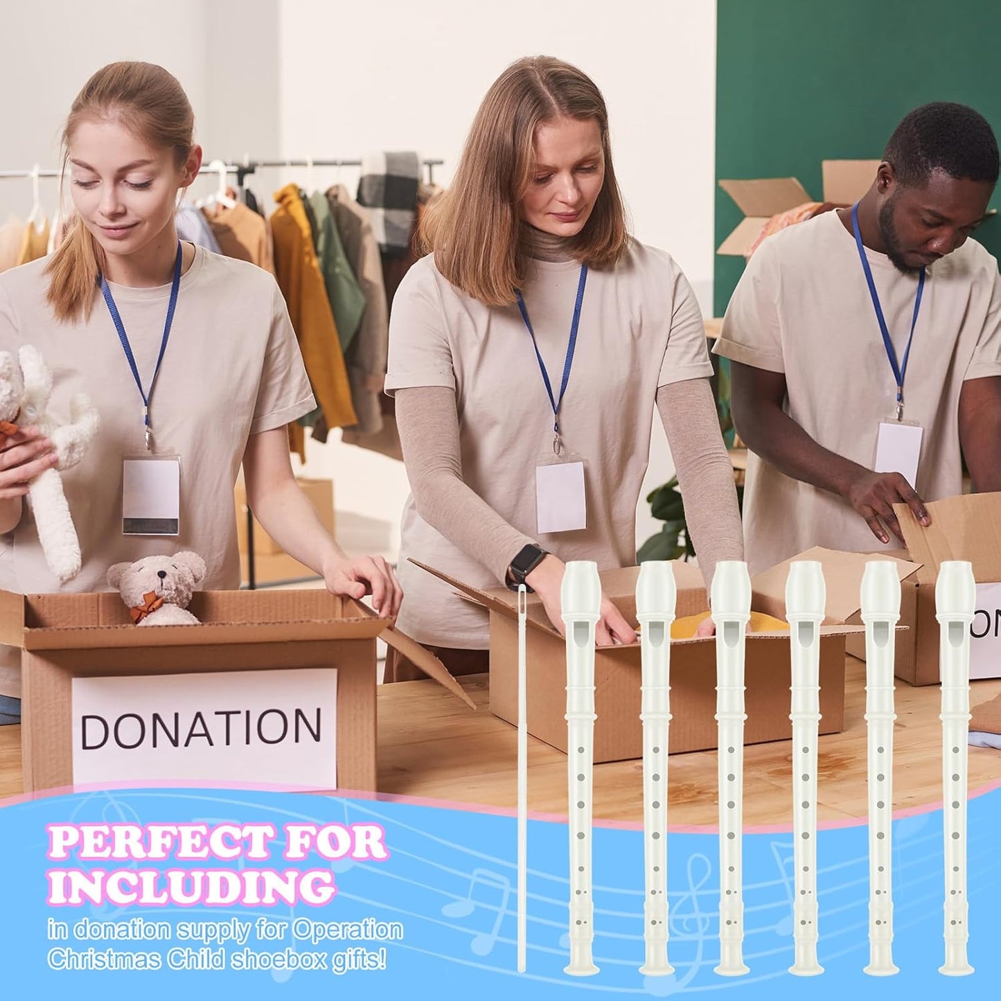 8 Hole Soprano Recorders Descant Flute Bulk With Cleaning Rod German Style for Back to School Gift Operation Christmas Shoebox Supplies Musical Instruments Party Favor (12)