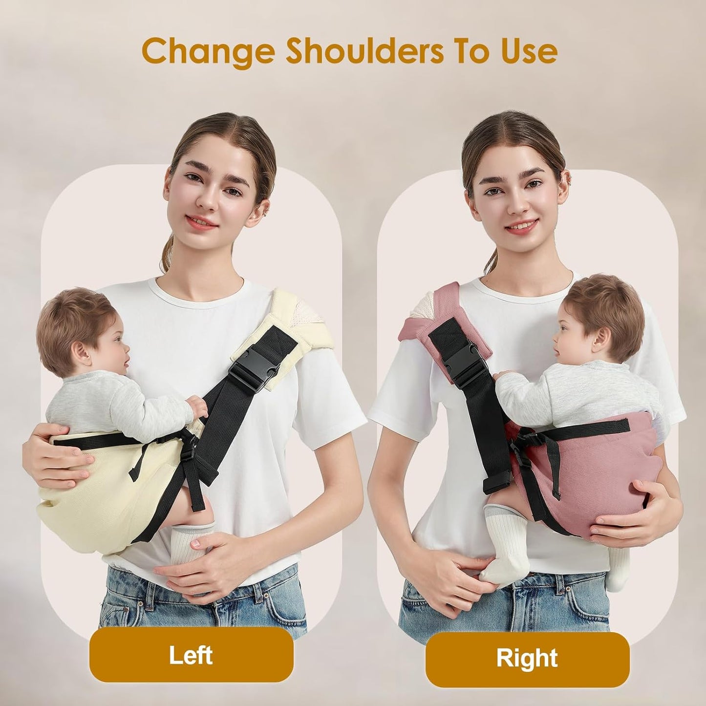 Toddler Sling Carrier, Easy to Wear Baby Carrier Sling 7-40 lbs, Adjustable Lightweight Baby Wrap Sling, Perfect Toddler Hip Carriers One Size Fits All, Pink